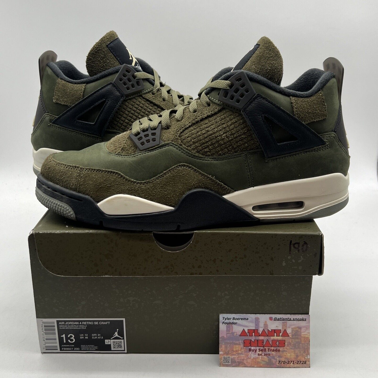 Size 13 - Jordan 4 SE Retro Low Craft - Olive Black White Leather (FB9927-200)