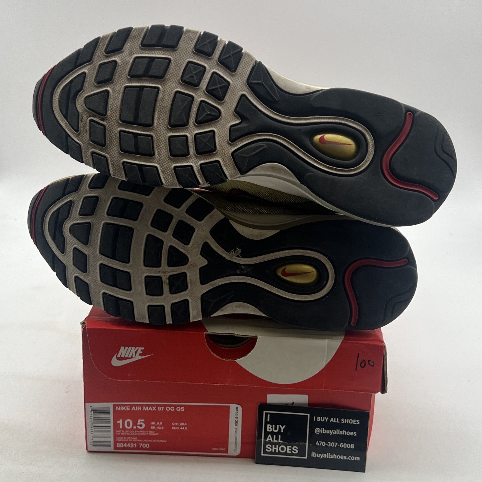 Size 10.5 - Nike Air Max 97 OG QS Metallic Gold (884421-700)