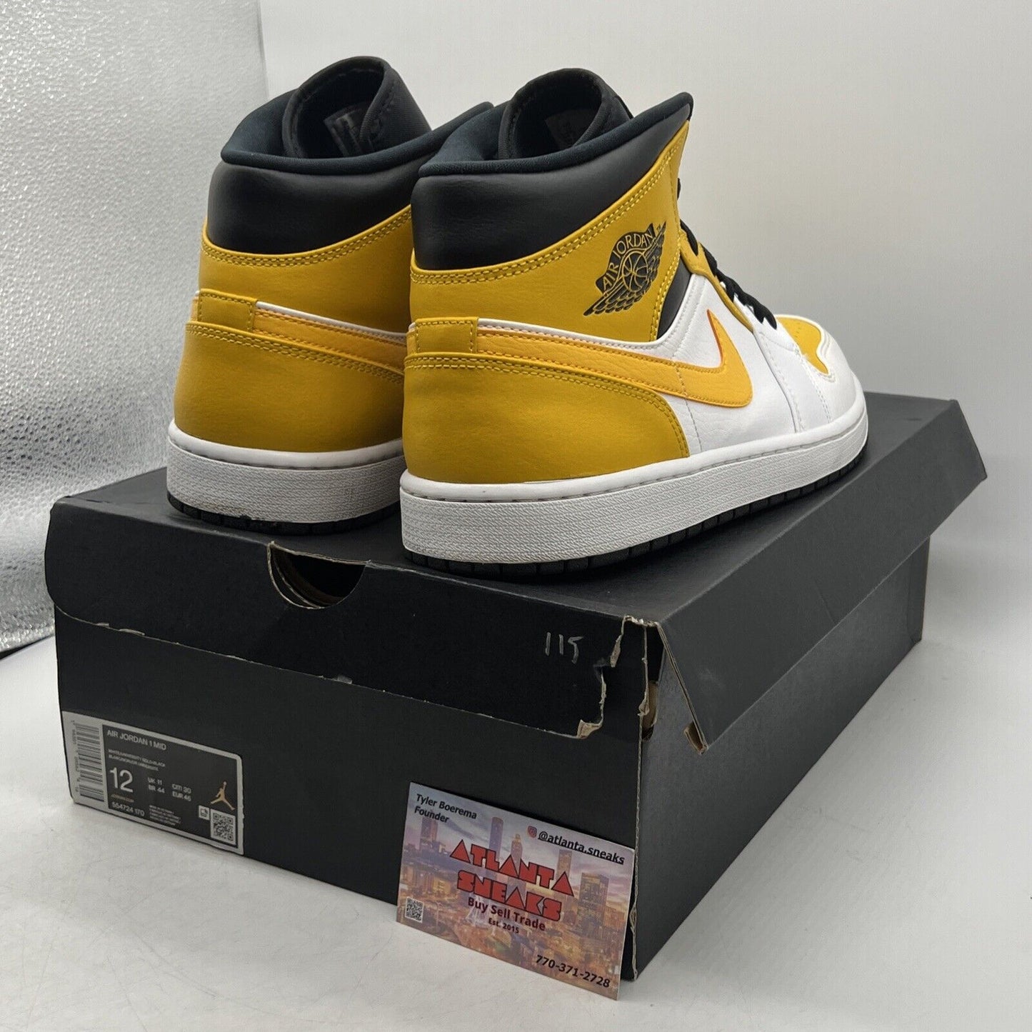 Size 12 - Air Jordan 1 Mid University Gold White Black Yellow Leather 554724-170