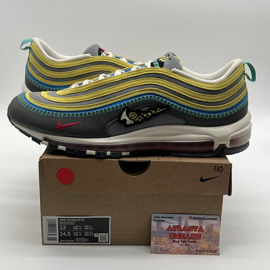 Size 13 - Nike Air Max 97 Air Sprung Yellow Grey White Pink Leather (DH4759-001)