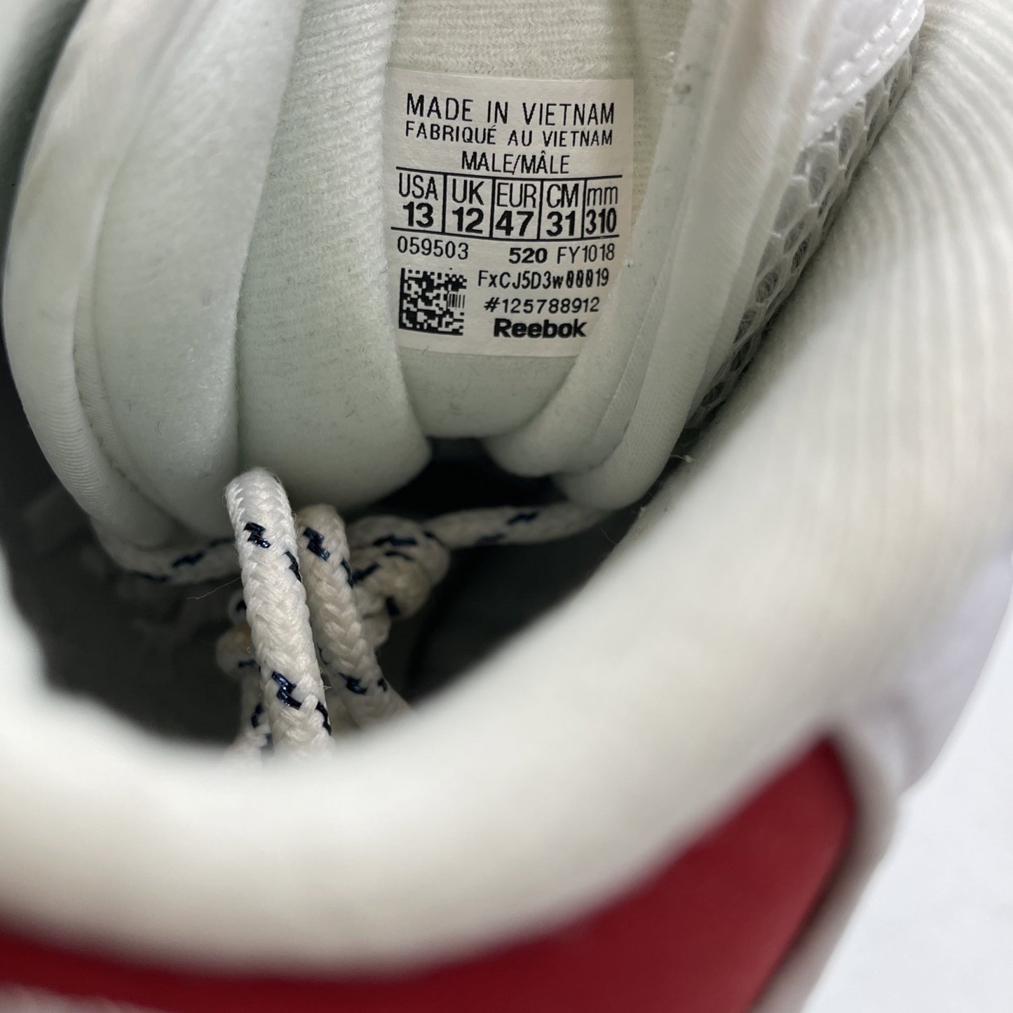 Size 13 - Reebok Question OG 2020 Mid Red Toe Black White Suede (FY1018)