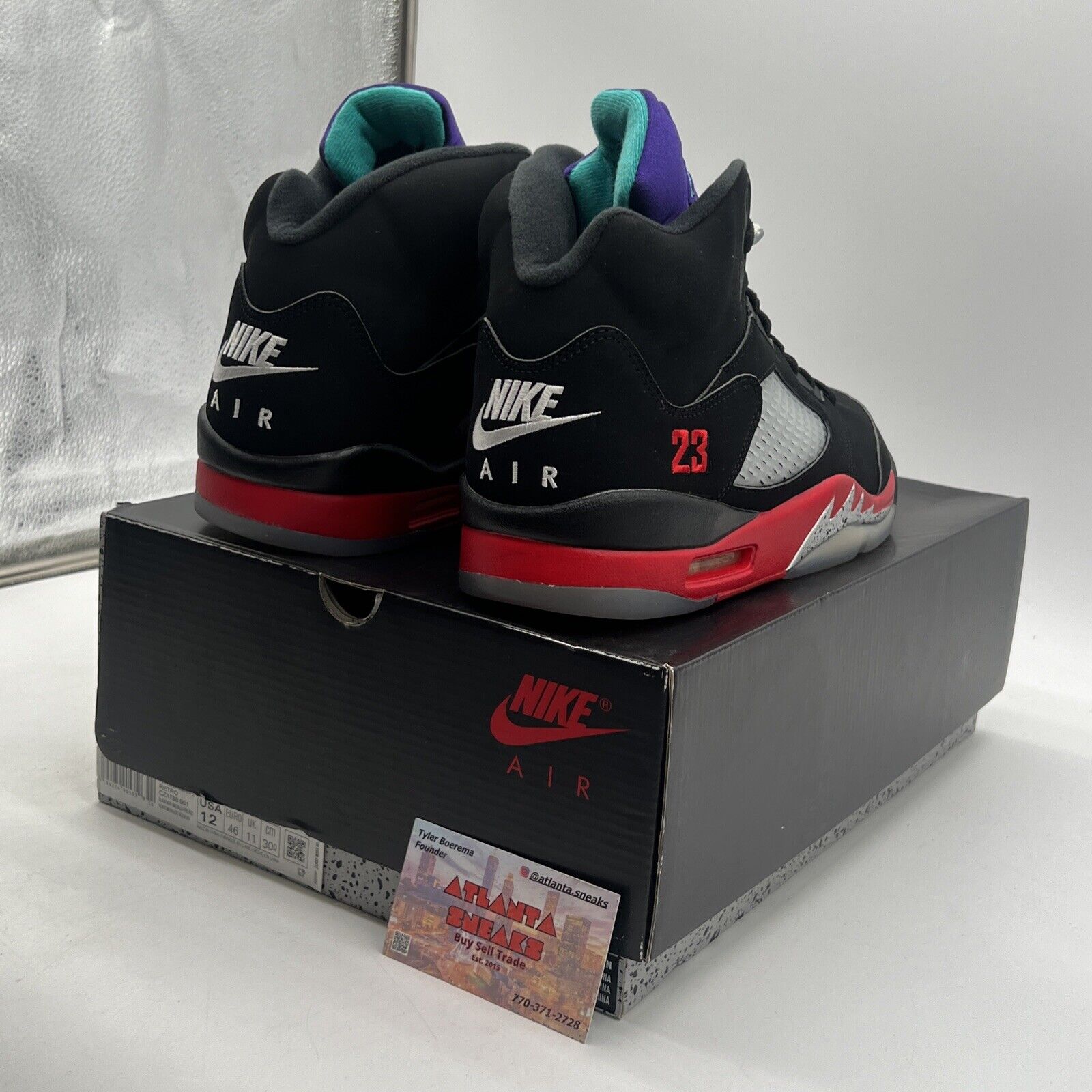 Size 12 - Jordan 5 Retro Top 3 Black 2020 Purple Red Suede (CZ1786-001)