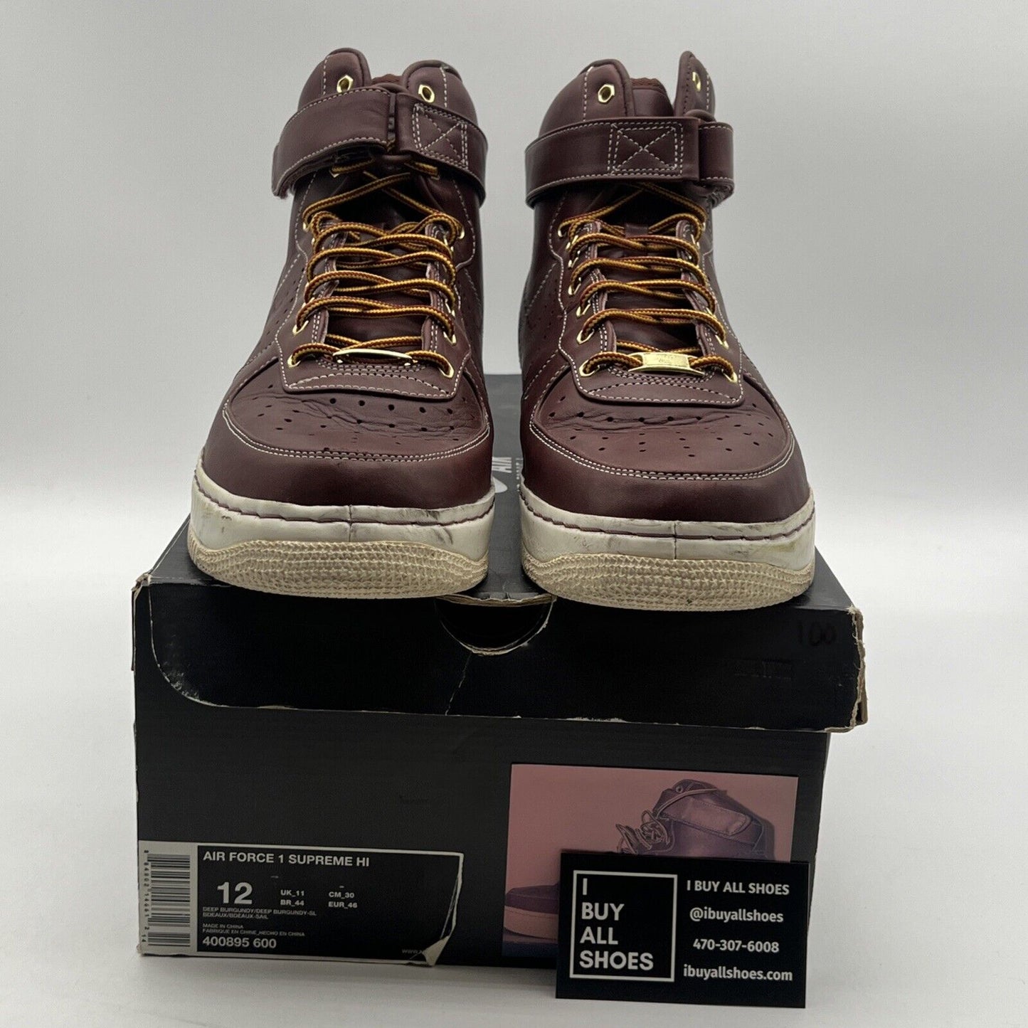 Size 12 - Nike Air Force 1 Supreme High Work Boots (400895-600)