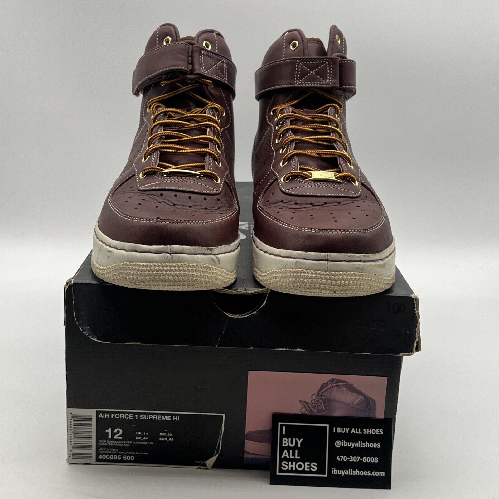 Size 12 - Nike Air Force 1 Supreme High Work Boots (400895-600)