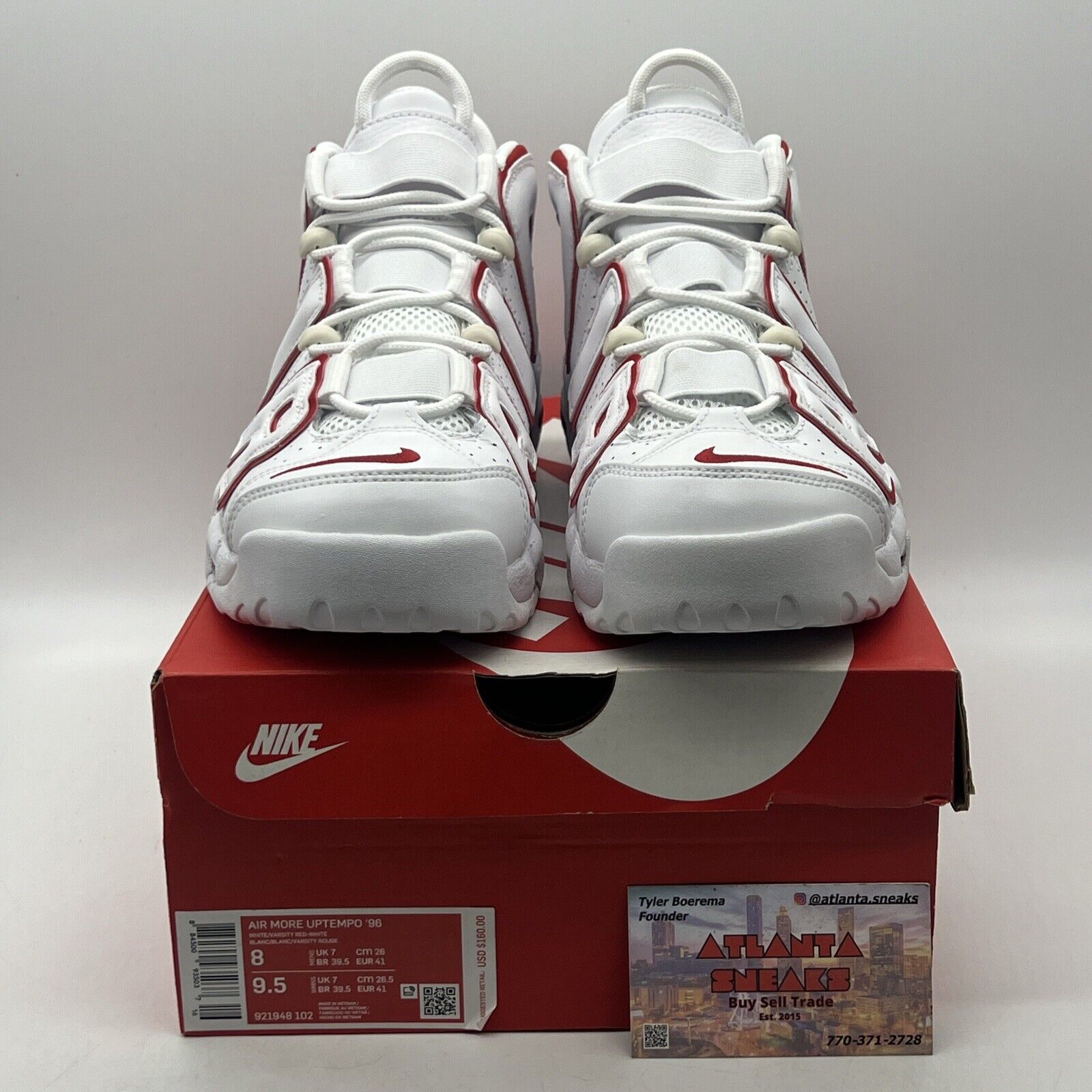 Size 8 - Nike Air More Uptempo White Varsity Red 2018 Leather (921948-102)