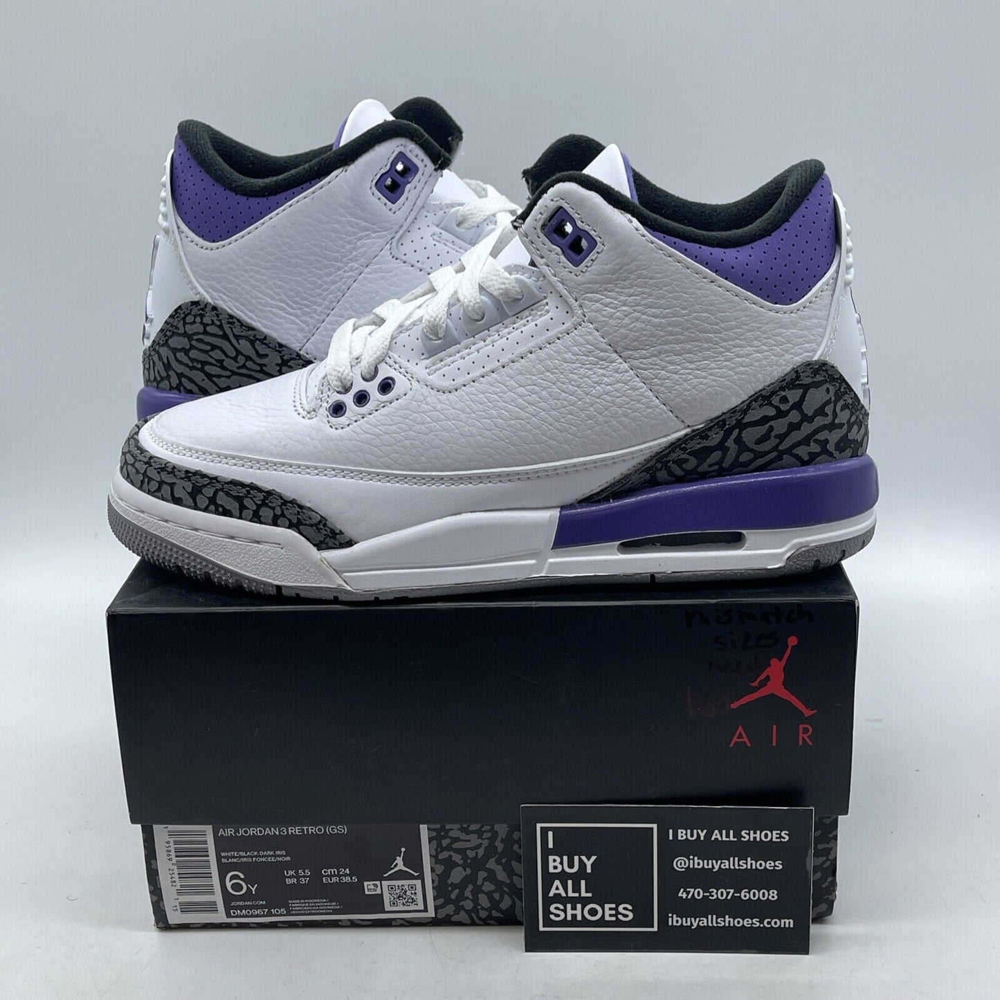 Size 4Y& 6Y- Jordan 3 Retro Mid Dark Iris Leather Suede (MISMATCH) (DM0967-105)