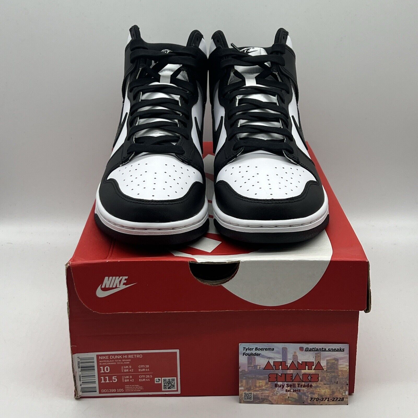 Size 10 - Nike Dunk High Black White Brand New Og All