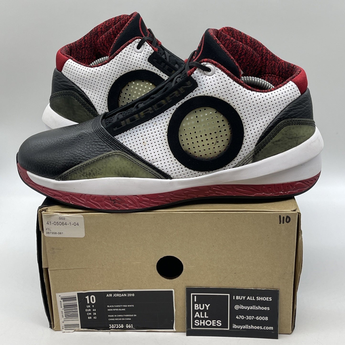 Size 10 - Air Jordan 2010 Black Varsity Red Suede Leather (387358-061)