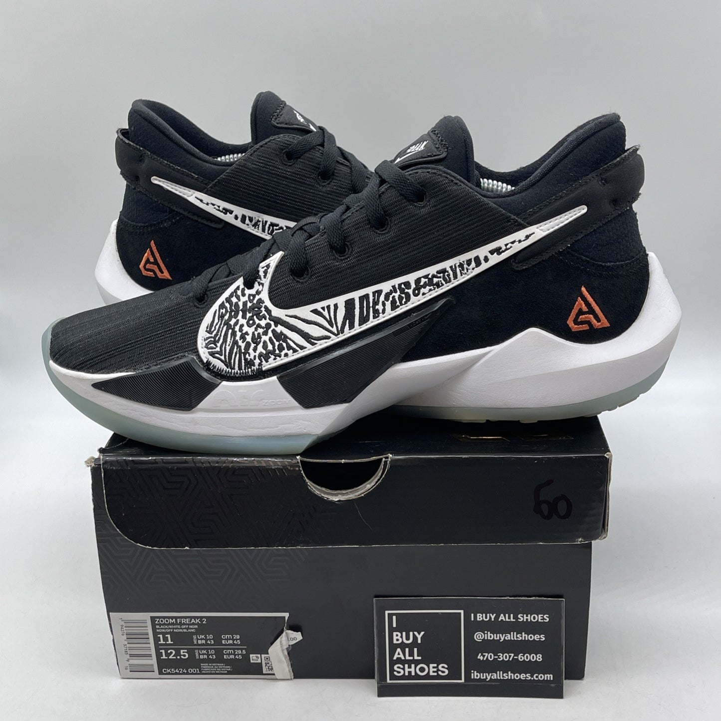 Size 11 - Nike Zoom Freak 2 Black White Suede Leather (CK5424-001)