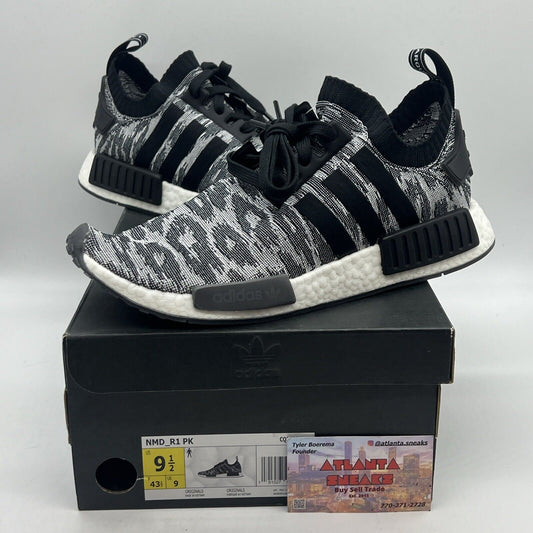 Size 9.5 - adidas NMD R1 Primeknit Black Glitch 2018 Brand New Og All