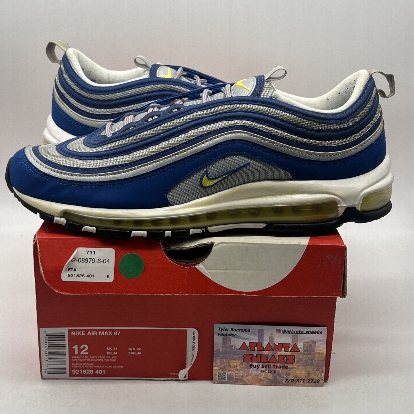 Size 12 - Nike Air Max 97 Atlantic Blue Blue Yellow Grey