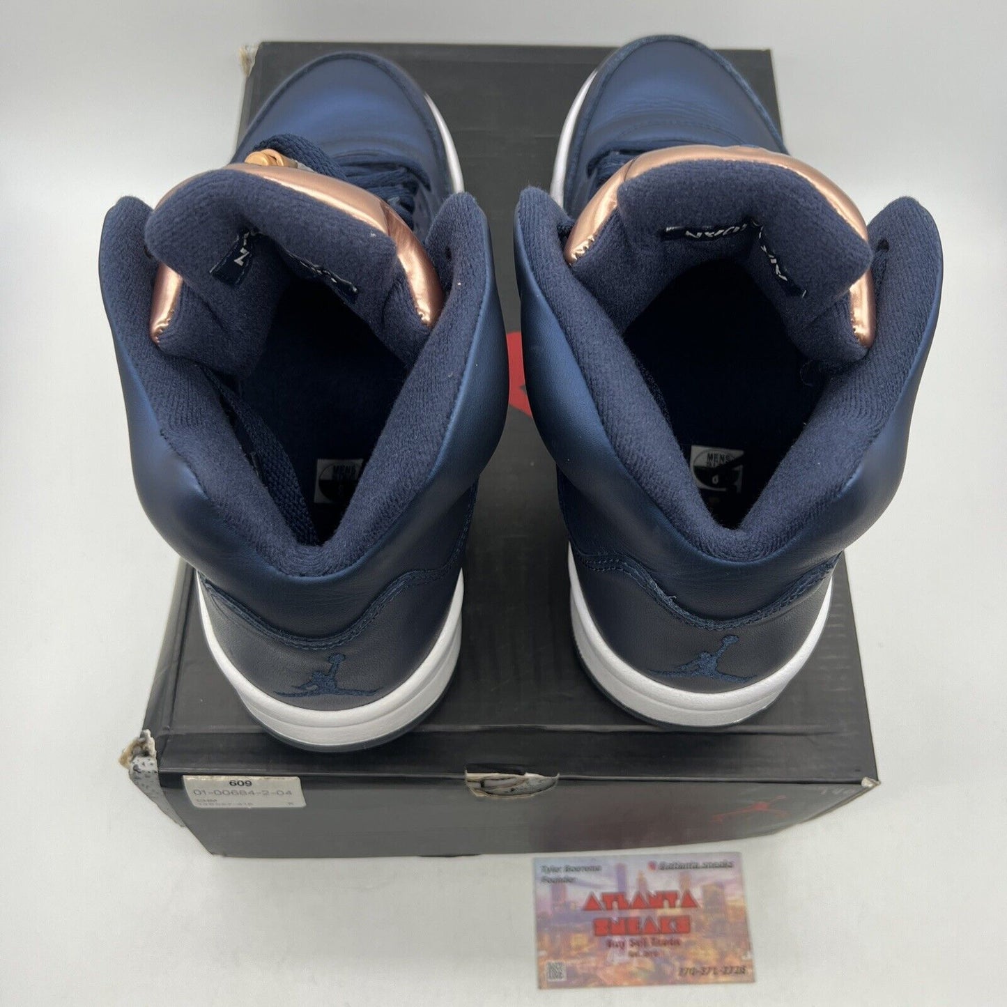 Size 8 - Air Jordan 5 Retro Bronze Navy White Leather (136027-416)