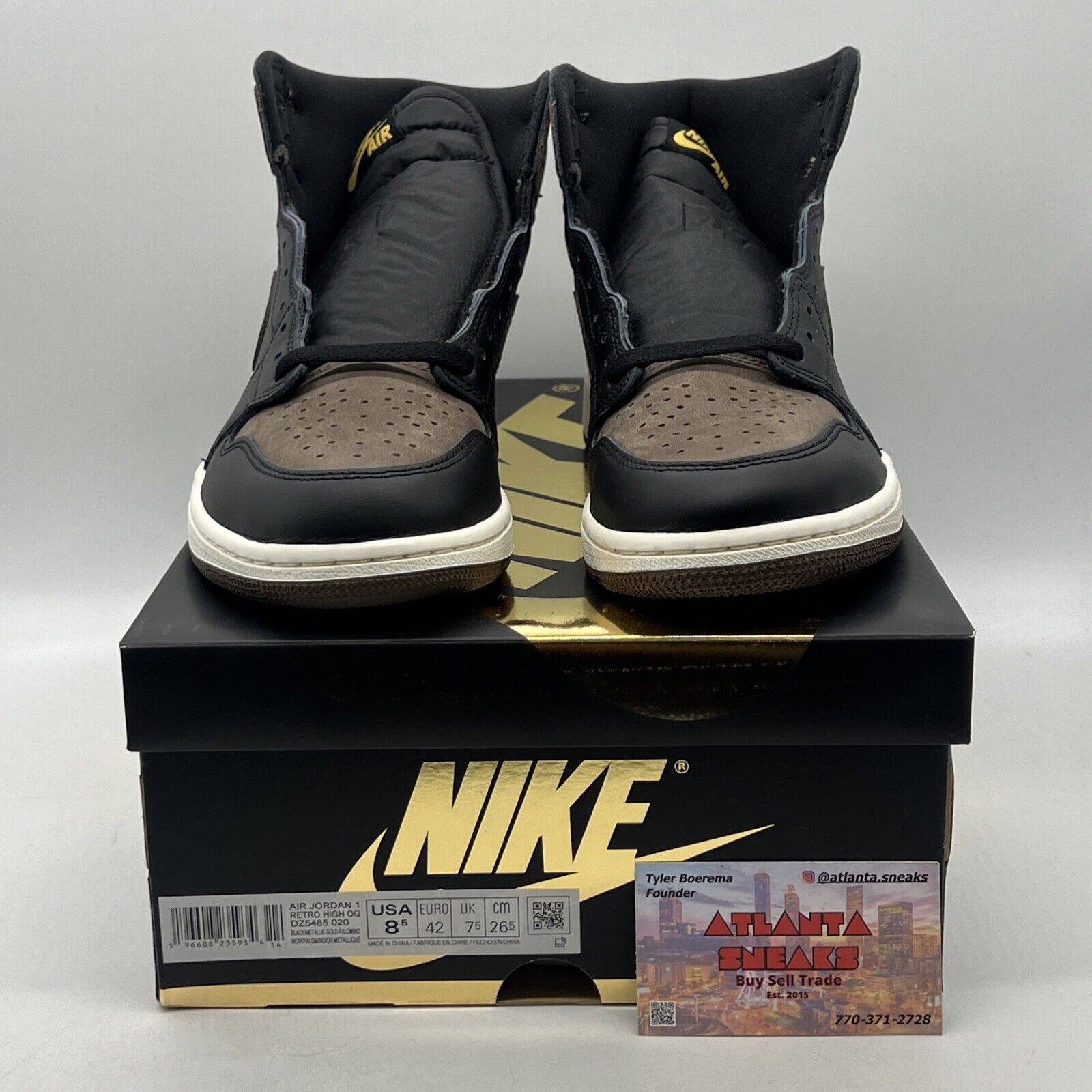 Size 8.5 - Jordan 1 Retro OG High Palomino Black Brown Leather Suede DZ5485-020