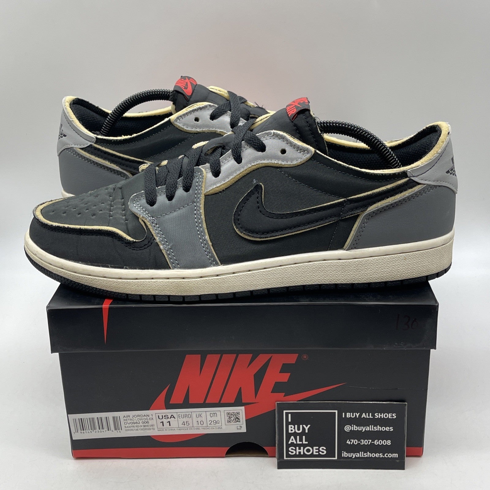 Size 11 - Air Jordan 1 Retro Low OG EX Dark Smoke Gray 2022 (DV0982-006)