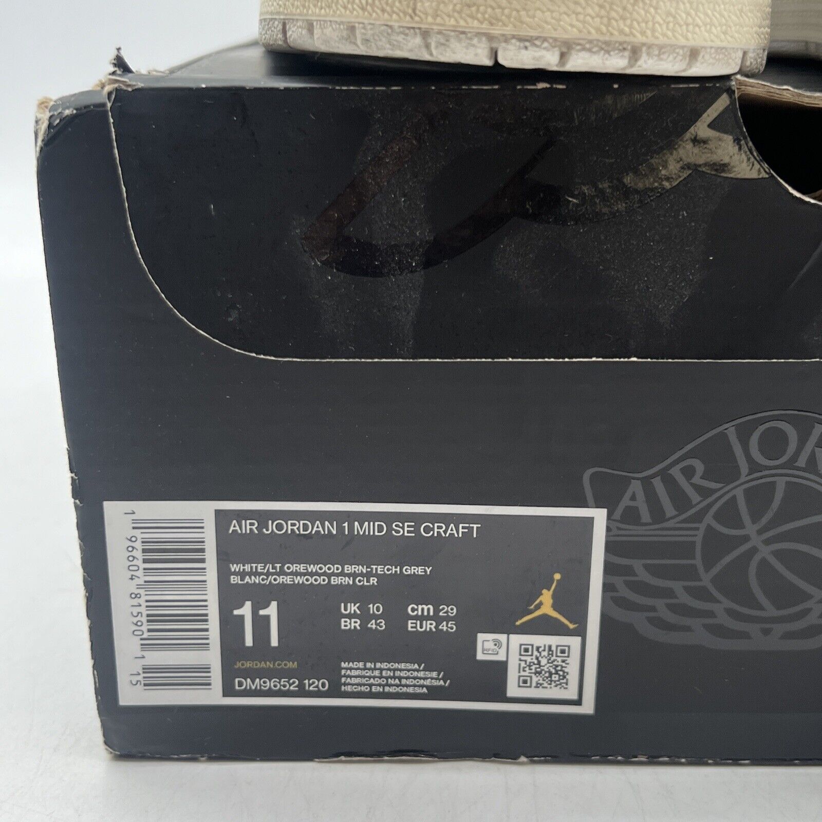 Size 11 - Air Jordan 1 SE Craft Mid Inside Out - White Sail Grey (DM9652-120)