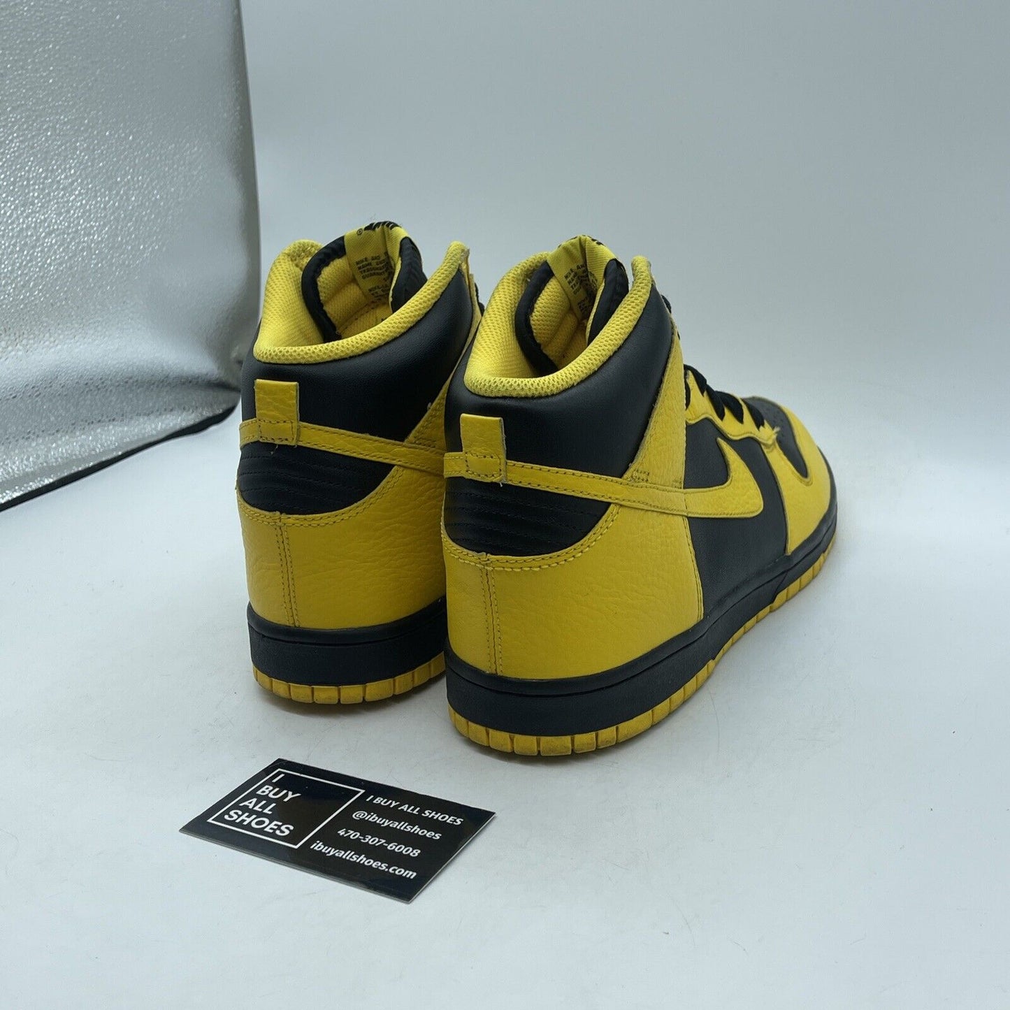 Size 10 - Nike Dunk High Black Varsity Maize Yellow Black Leather (317982-043)