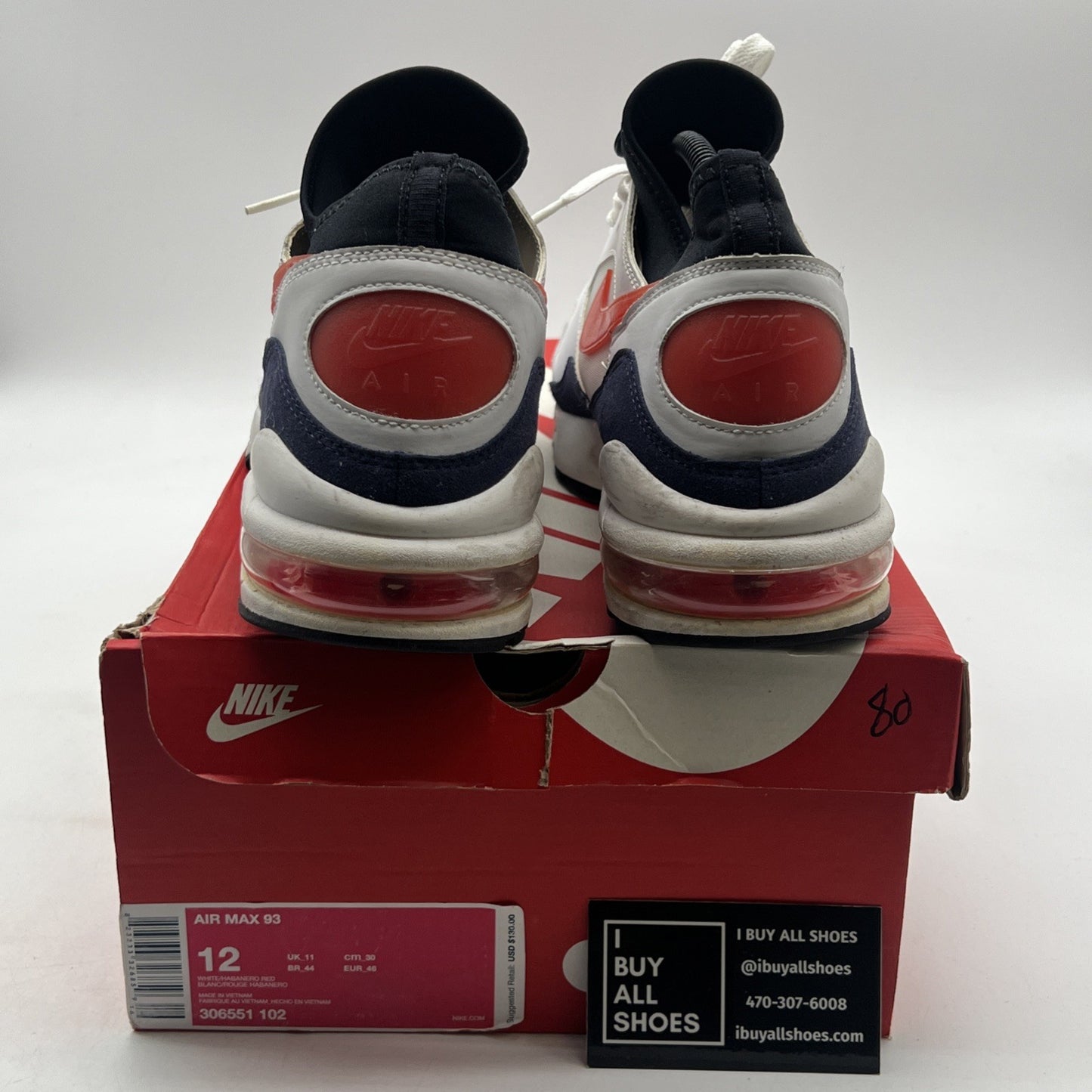 Size 12 - Nike Air Max 93 OG Flame Red (306551-102)