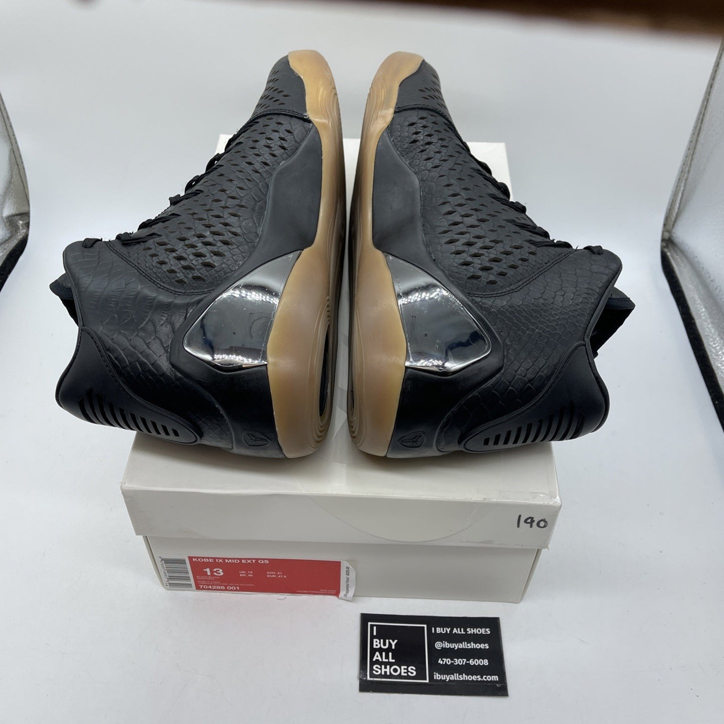 Size 13 - Nike Kobe 9 EXT QS Mid Snakeskin Black Leather (704286-001)
