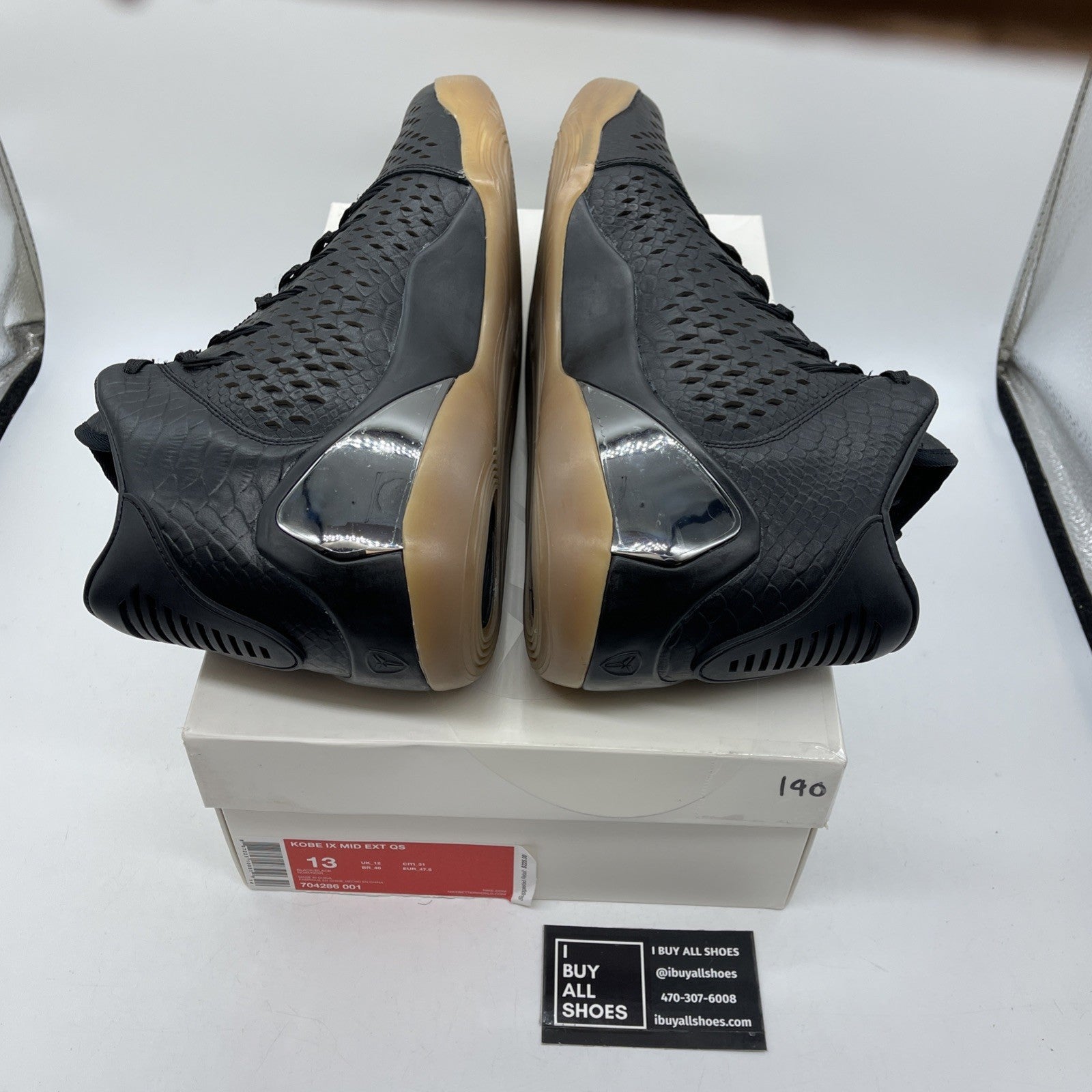 Size 13 - Nike Kobe 9 EXT QS Mid Snakeskin Black Leather (704286-001)