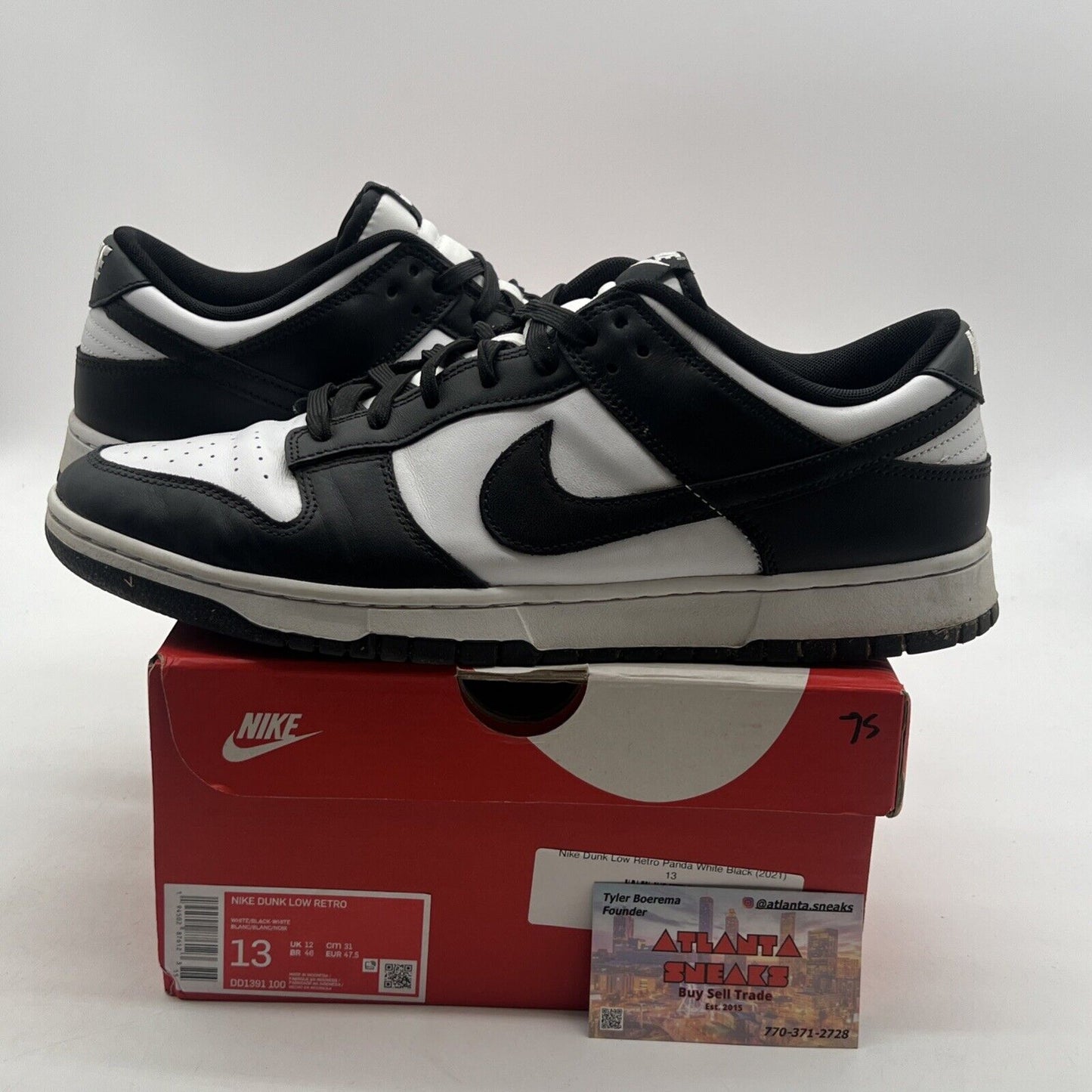 Size 13 - Nike Dunk Low Black White (DD1391-100)