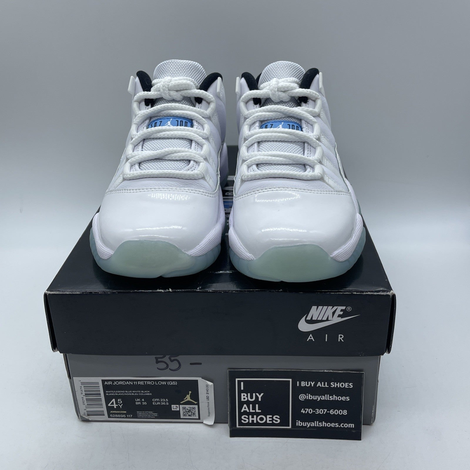 Size 4.5Y - Air Jordan 11 Retro Low Legend Blue (528896-117)