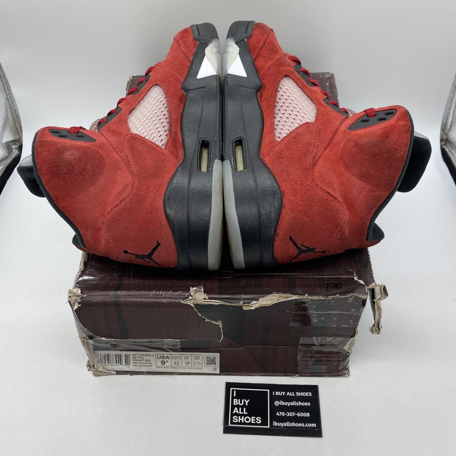 Size 9.5 - Jordan 5 Retro Mid Raging Bull Red Black Suede (DD0587-600)