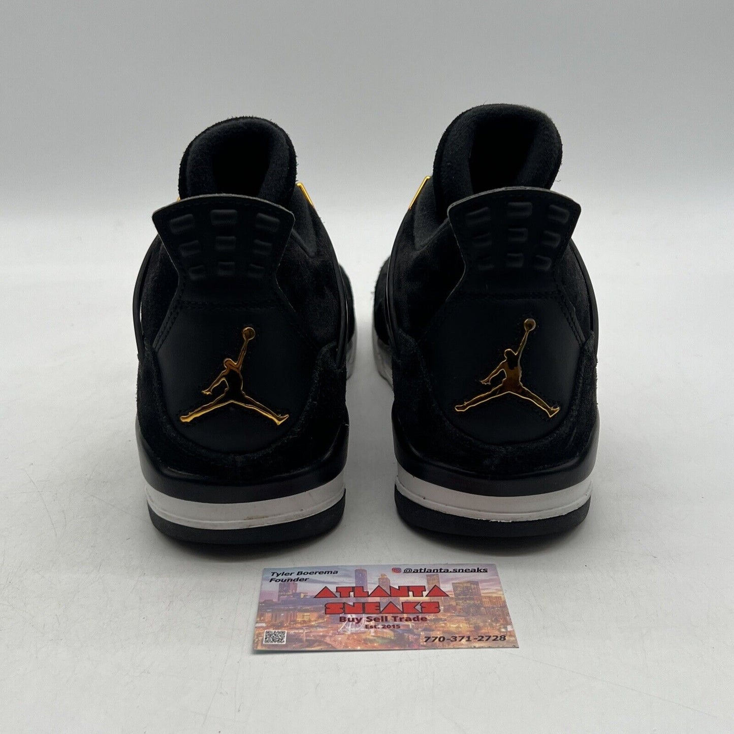 Size 9.5 - Jordan 4 Retro Royalty 2017 Gold White Suede Black (307497-032)