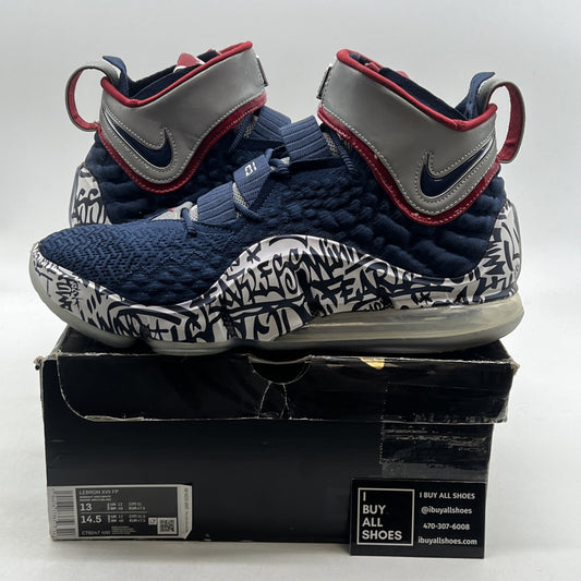 Size 13 - Nike LeBron 17 LeBron 4 Cold Blue Graffiti (CT6047-400)