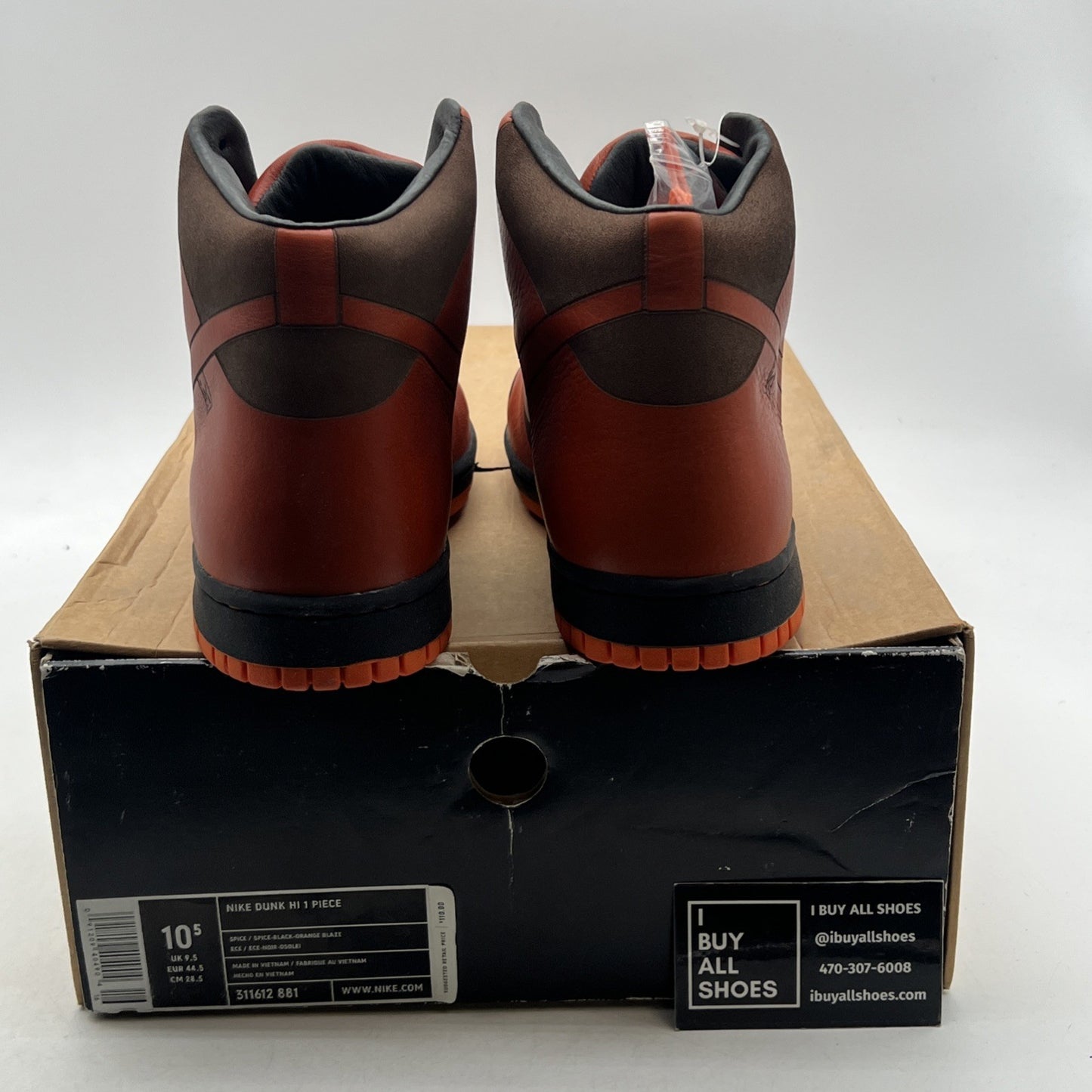 Size 10.5 - Nike Dunk 1 Piece High Laser Spice (311612-881)
