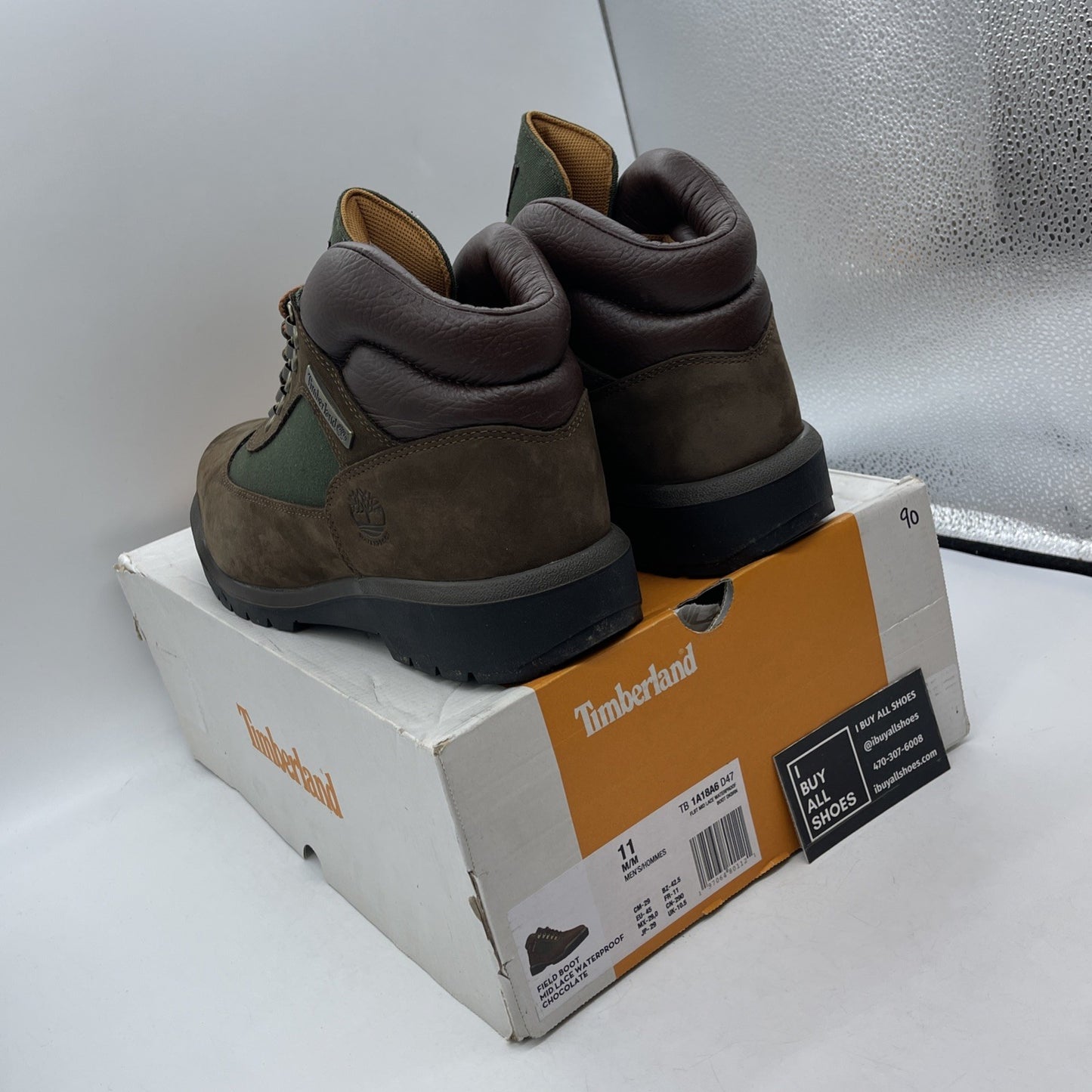Size 11 - TIMBERLAND WATERPROOF FIELD BOOT BROWN OLIVE  BEEF BROCCOLI NUBUCK LOW