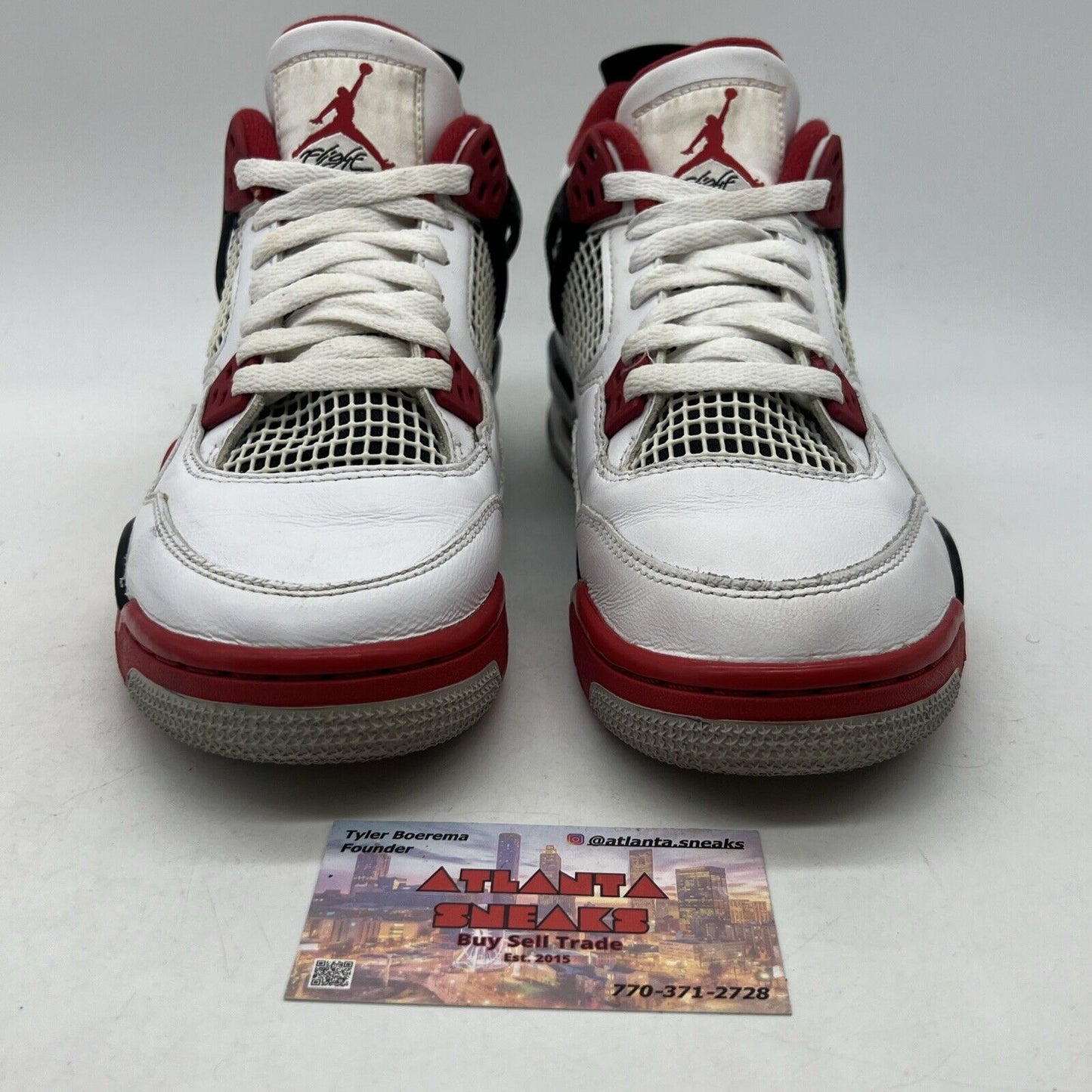 Size 6.5 - Jordan 4 Retro OG Mid Fire Red White Black Leather (408452-160)