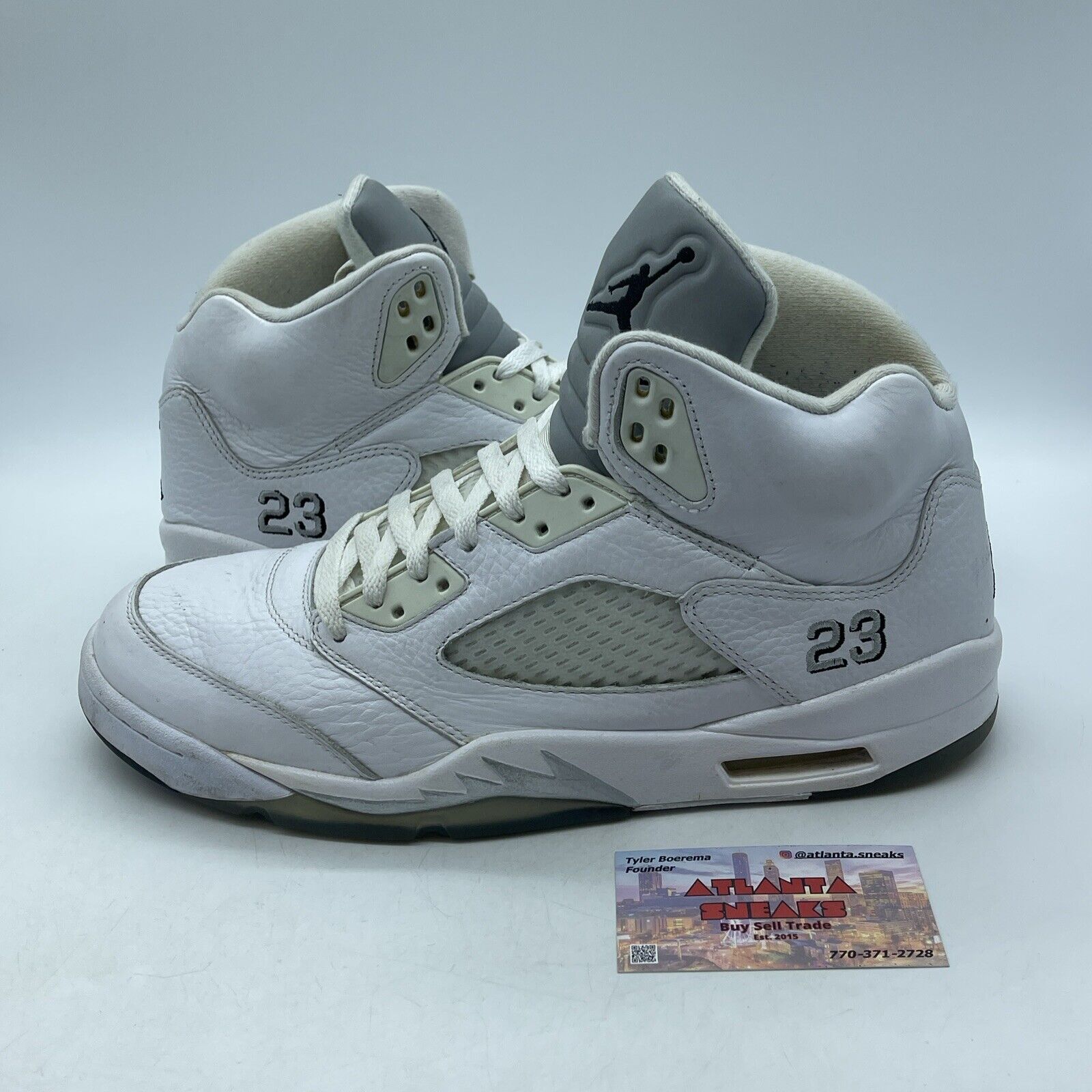 Size 11 - Air Jordan 5 Retro 2015 Metallic White Silver Leather (136027-130)