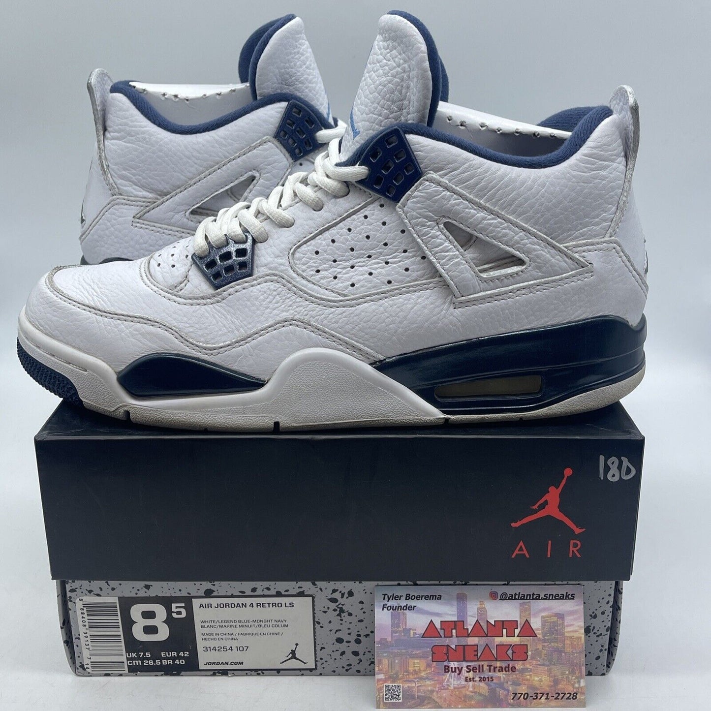 Size 8.5 - Air Jordan 4 Retro LS Columbia White Blue Leather (314254-107)