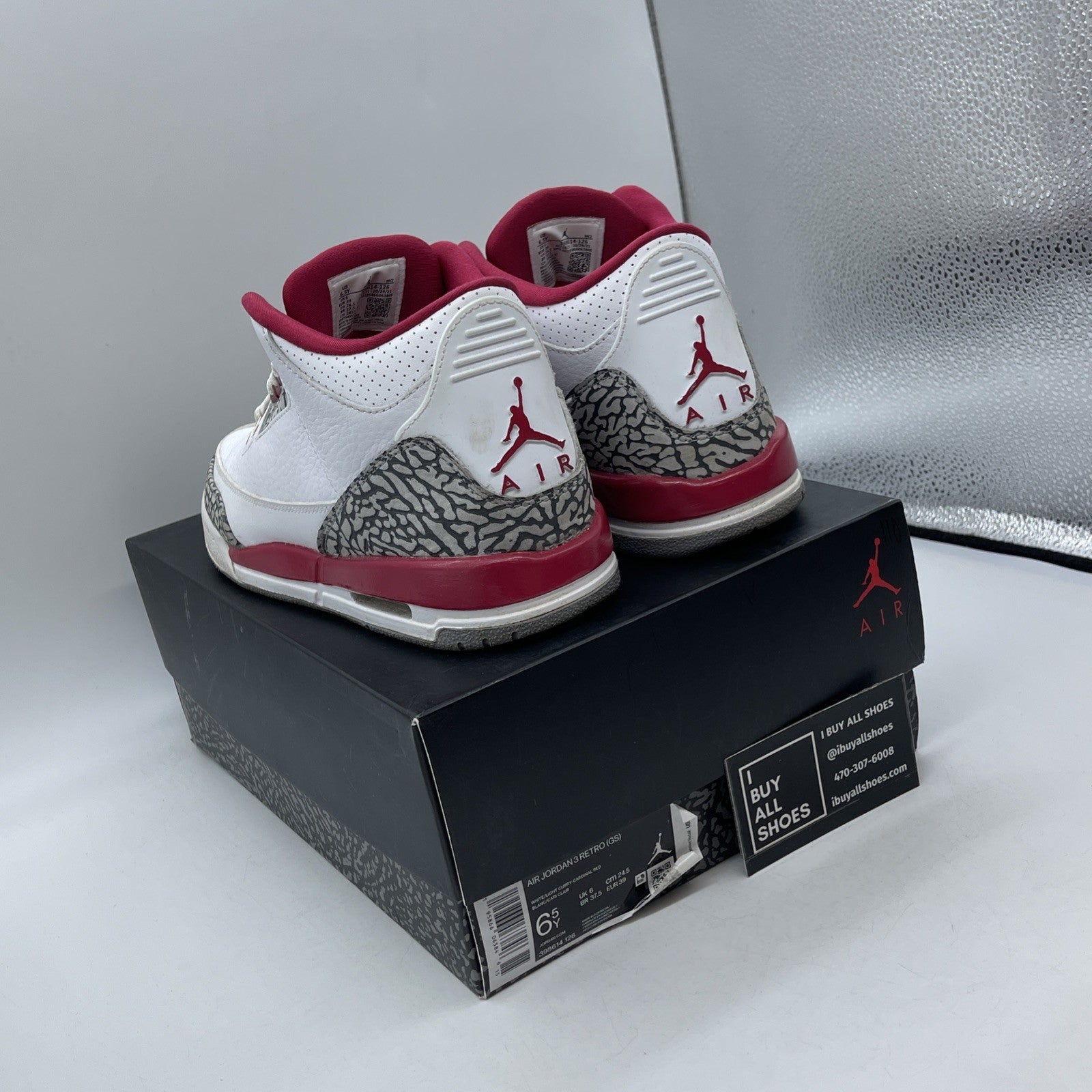Size 6Y (GS) - Jordan 3 Retro Sample Low Cardinal Red Grey White (398614-126)