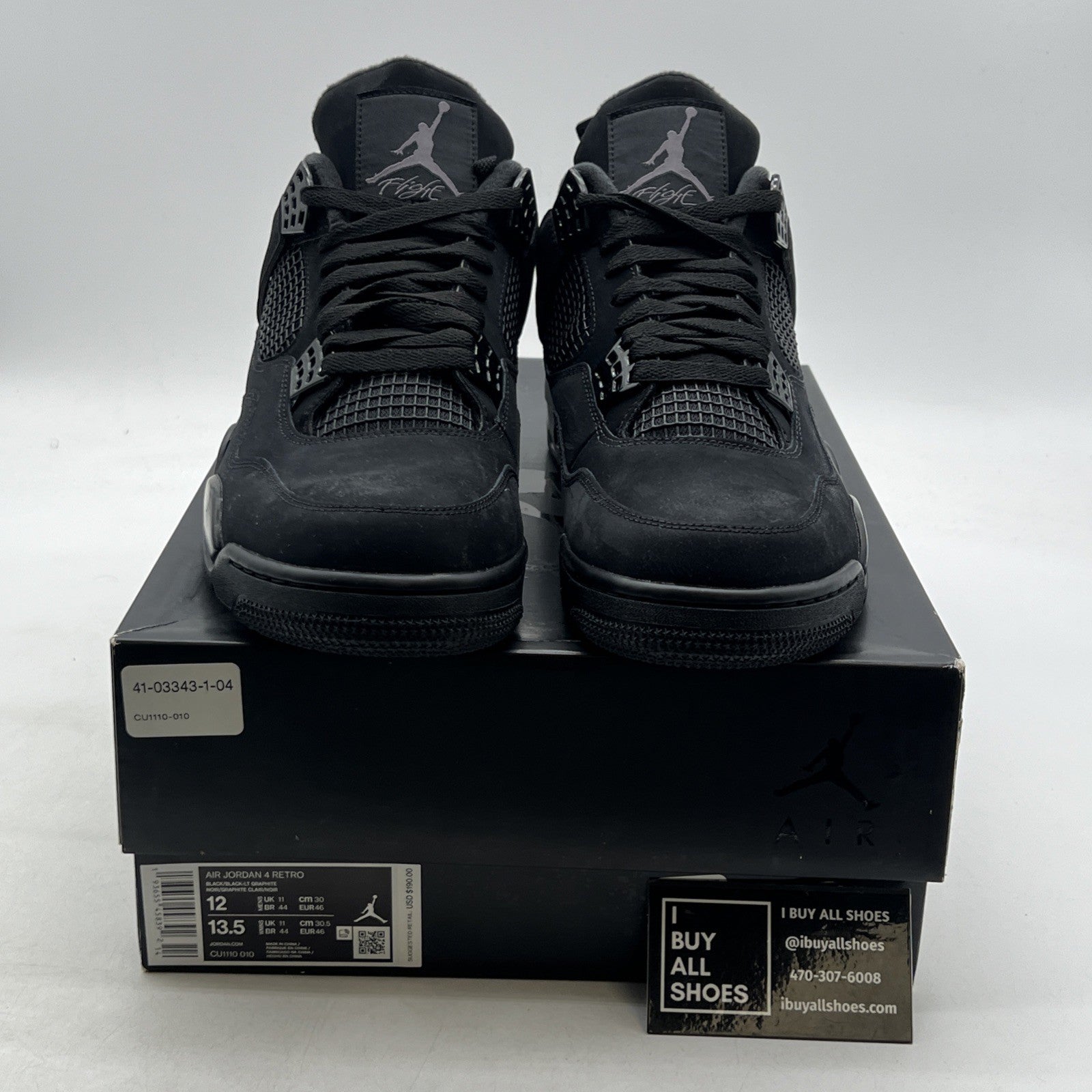 Size 12 - Air Jordan 4 Retro Mid Black Cat (CU1110-010)