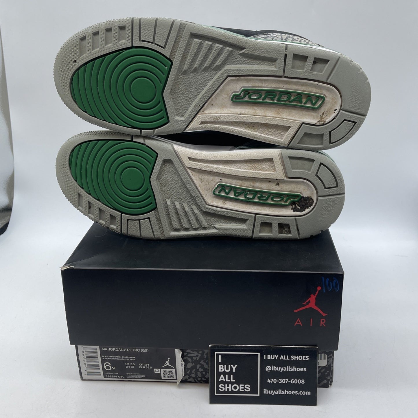 Size 6Y - Jordan 3 Retro Mid Pine Green Black Grey Suede (398614-030)