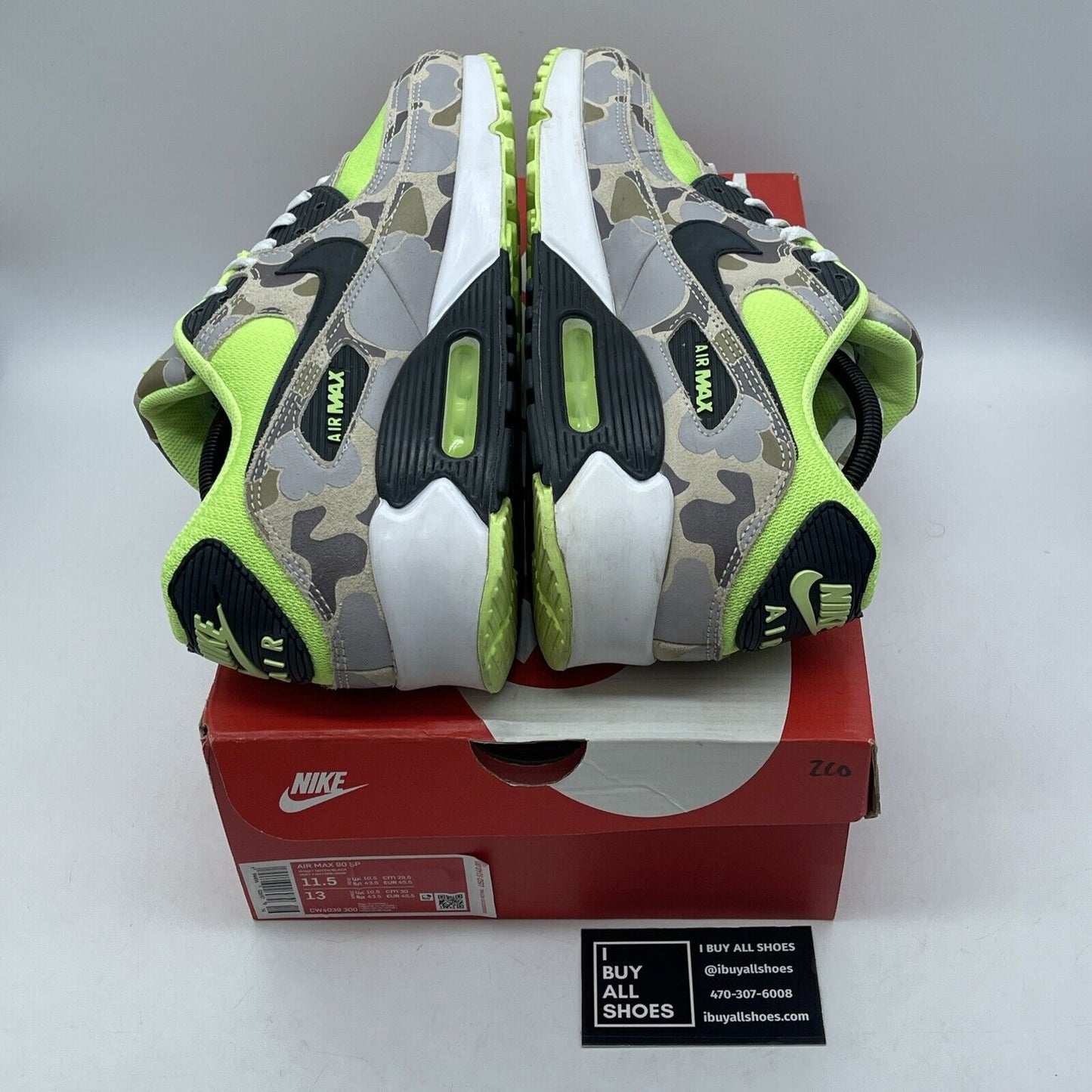 Size 11.5 - Nike Air Max 90 Green Camo Suede Leather (CW4039-300)