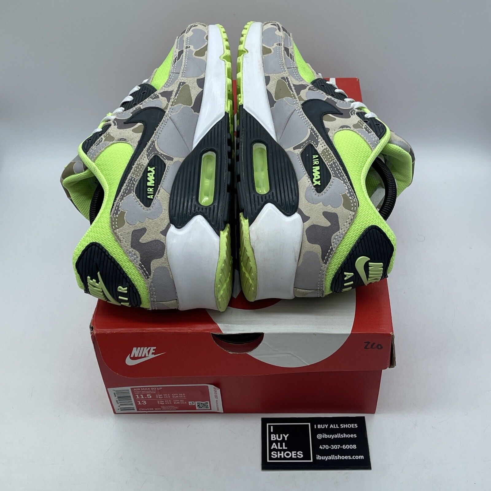 Size 11.5 - Nike Air Max 90 Green Camo Suede Leather (CW4039-300)