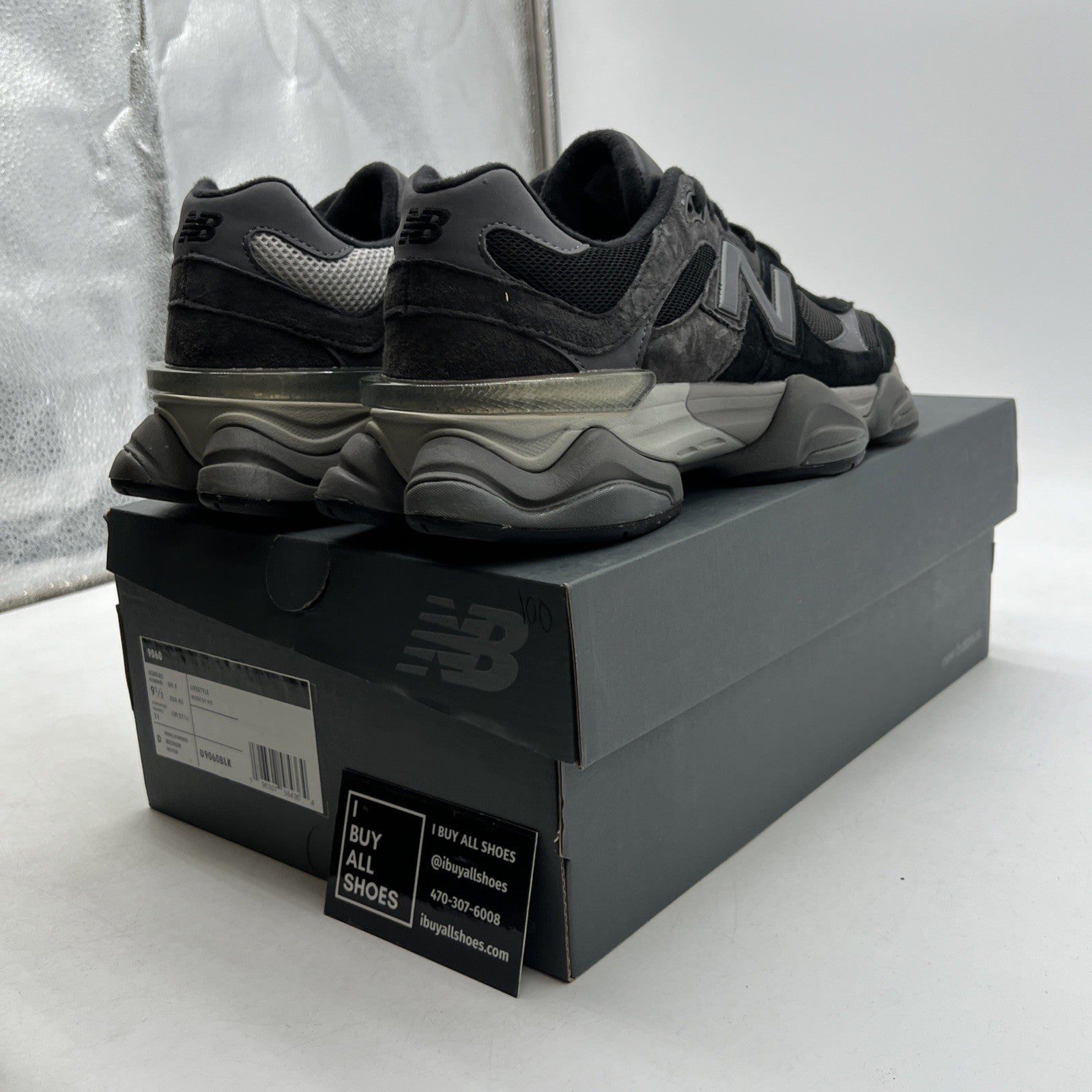 Size 9.5 - New Balance 9060 Black Castlerock (U9060BLK)