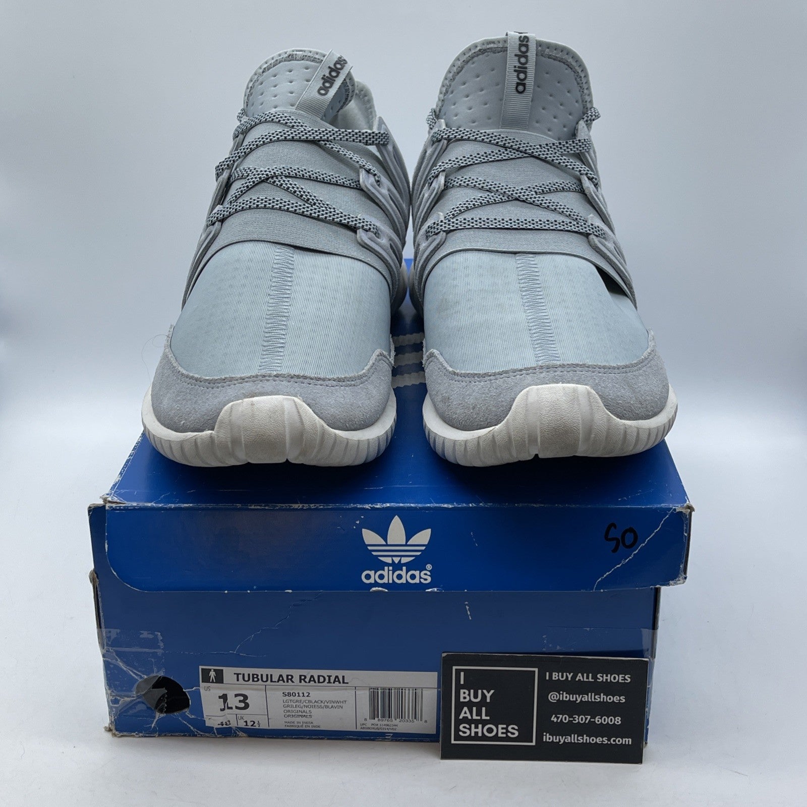Size 13 - adidas Tubular Radial Light Grey Suede Leather (S80112)