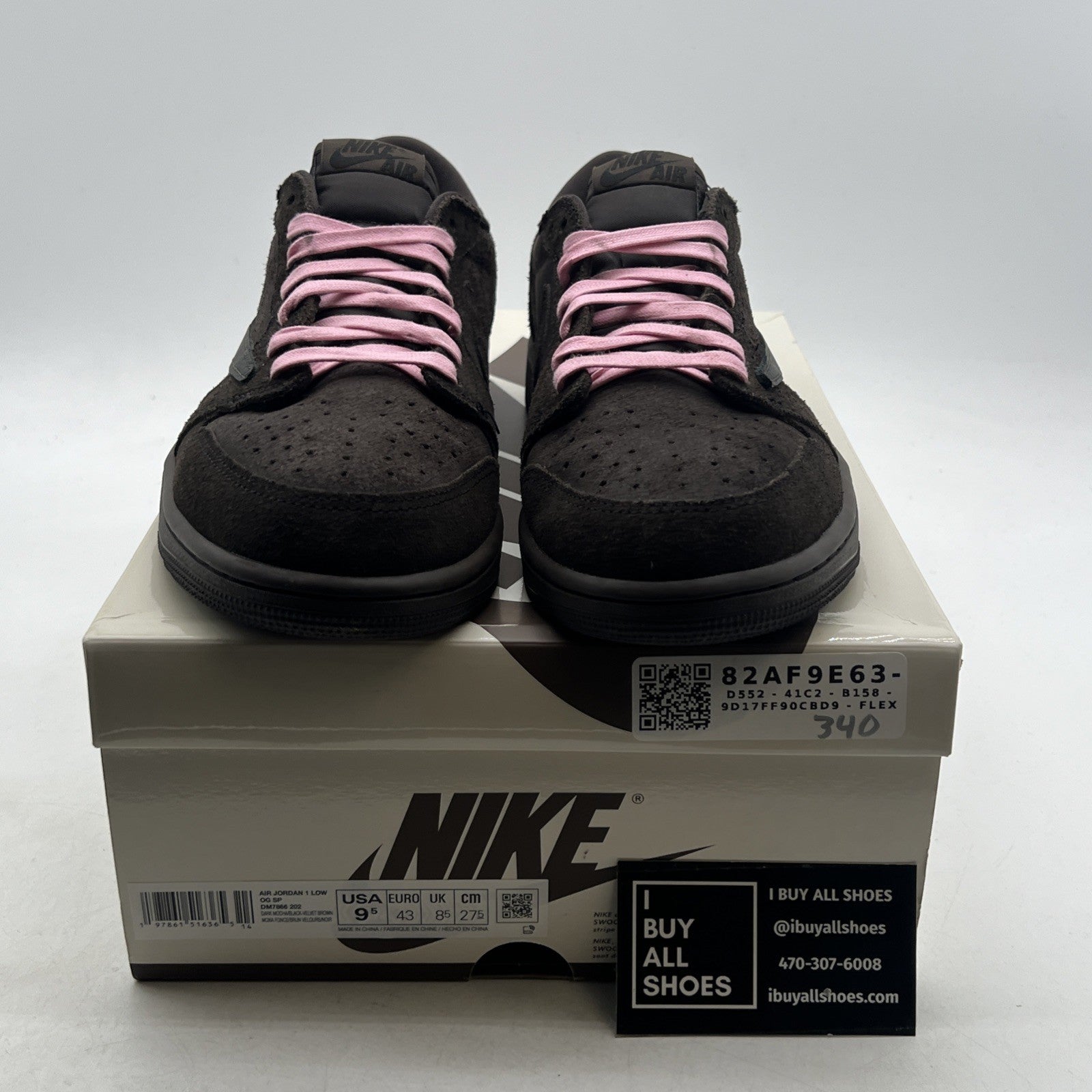 Size 9.5 - Travis Scott x Air Jordan 1 Retro OG SP Low Velvet Brown (DM7866-202)