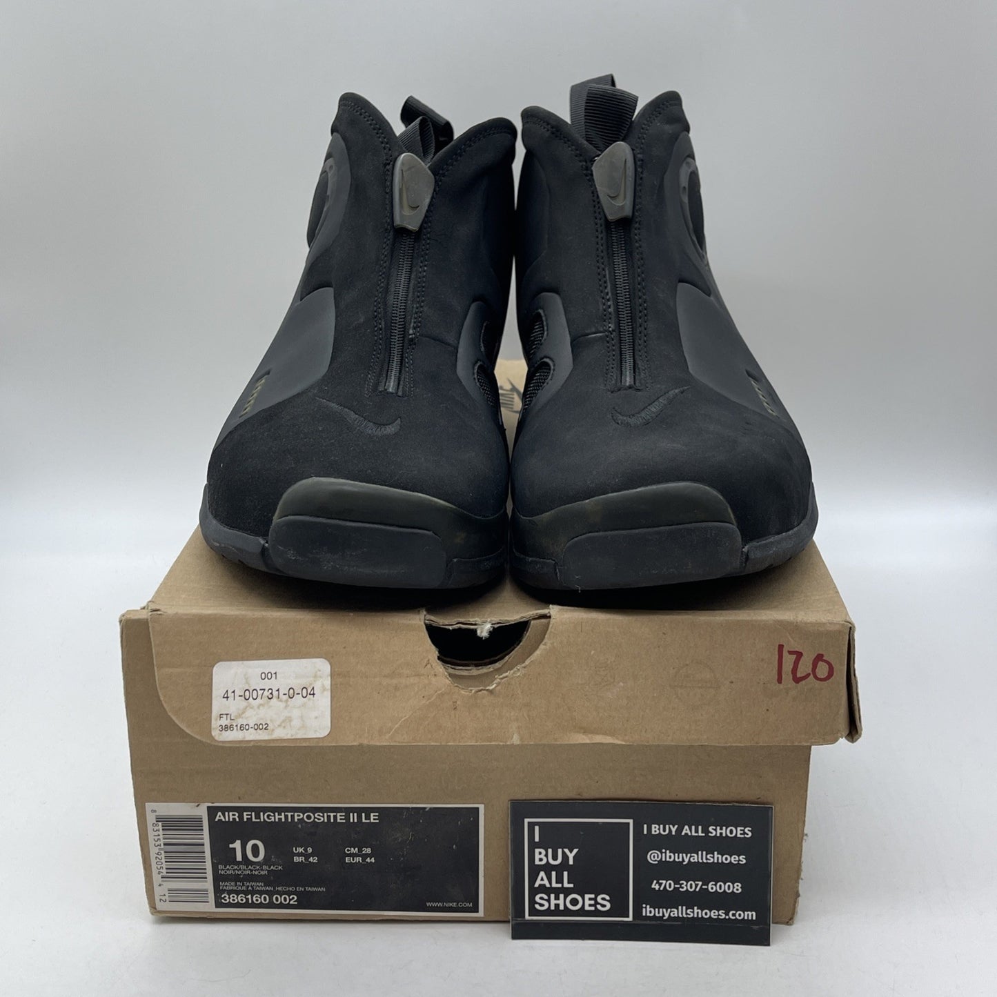 Size 10 - Nike Air Flightposite 2 LE 2009 KG Black Suede Leather (386160-002)