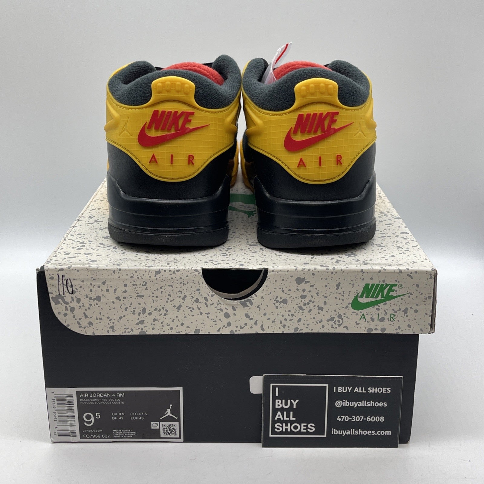 Size 9.5 - Air Jordan 4 RM Bruce Lee Black Yellow Suede Leather (FQ7939-007)