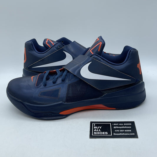 Size 13 - Nike Zoom KD 4 Midnight Navy White Orange Leather (473679-400)