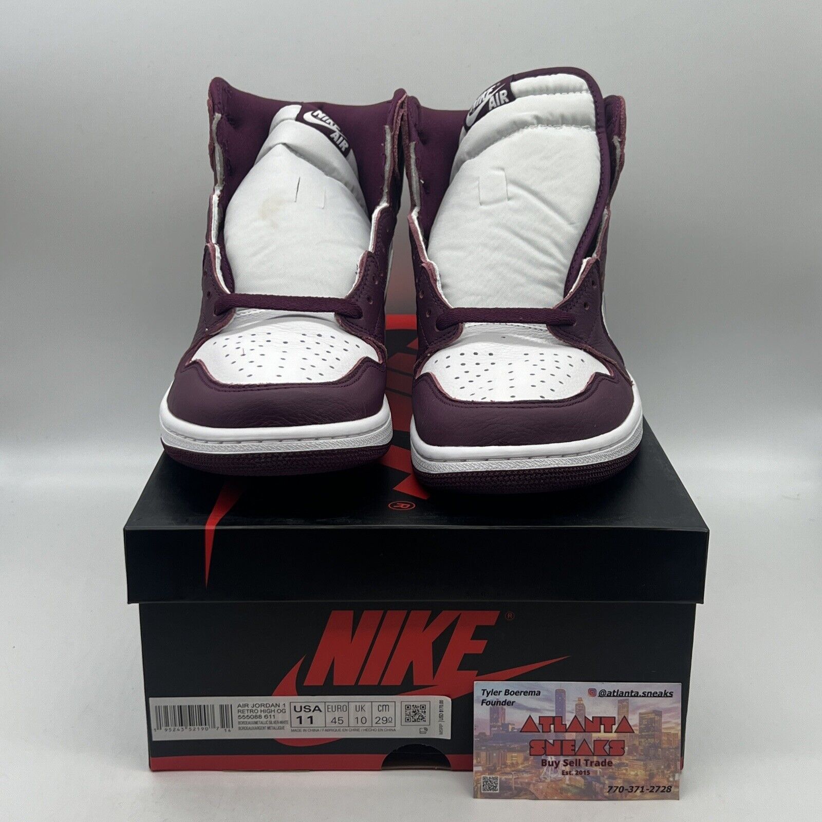 Size 11 - Jordan 1 Retro High OG Bordeaux Brand New Og All White