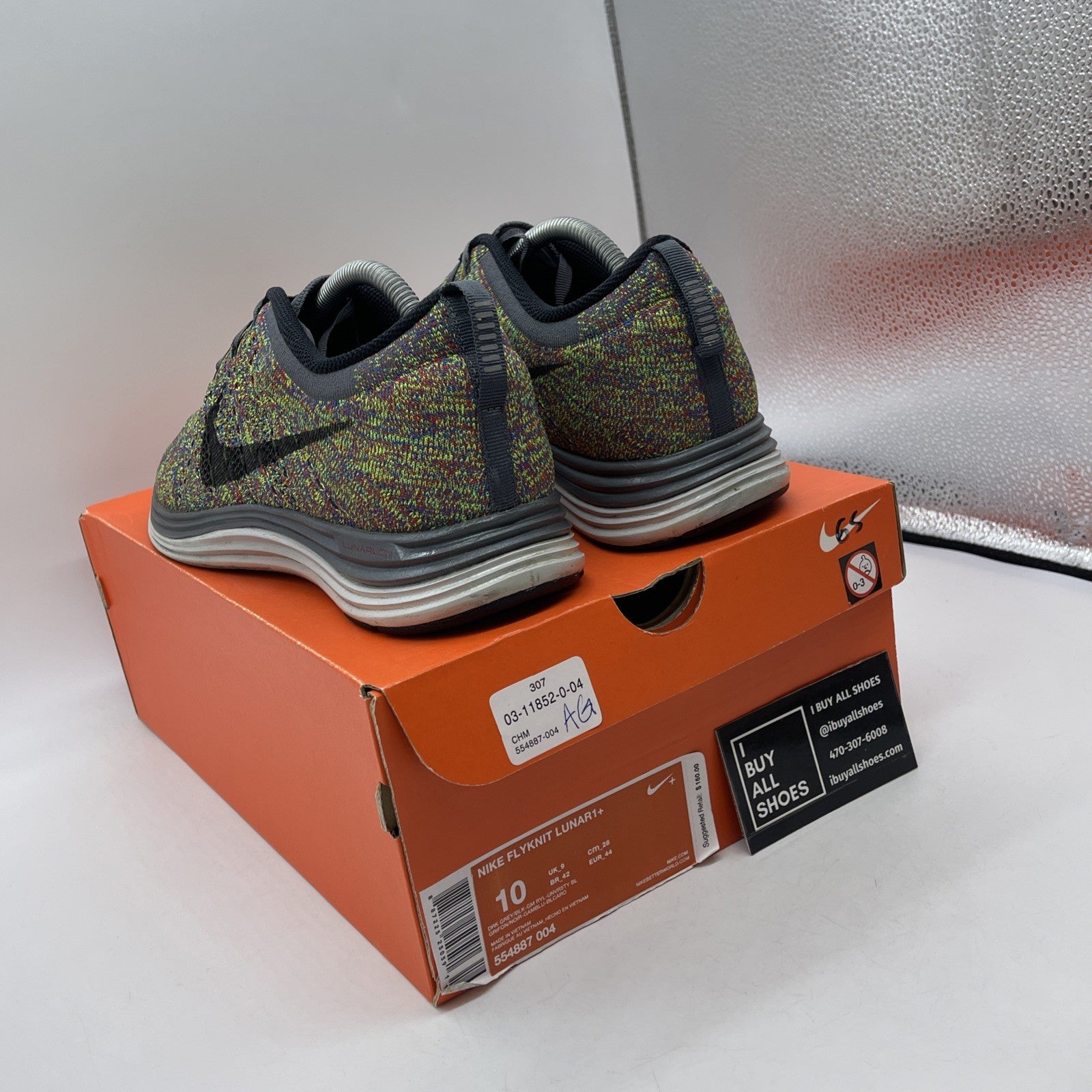 Size 10 - Nike Flyknit Lunar 1+ Dark Grey Green Black Suede (554887-004)
