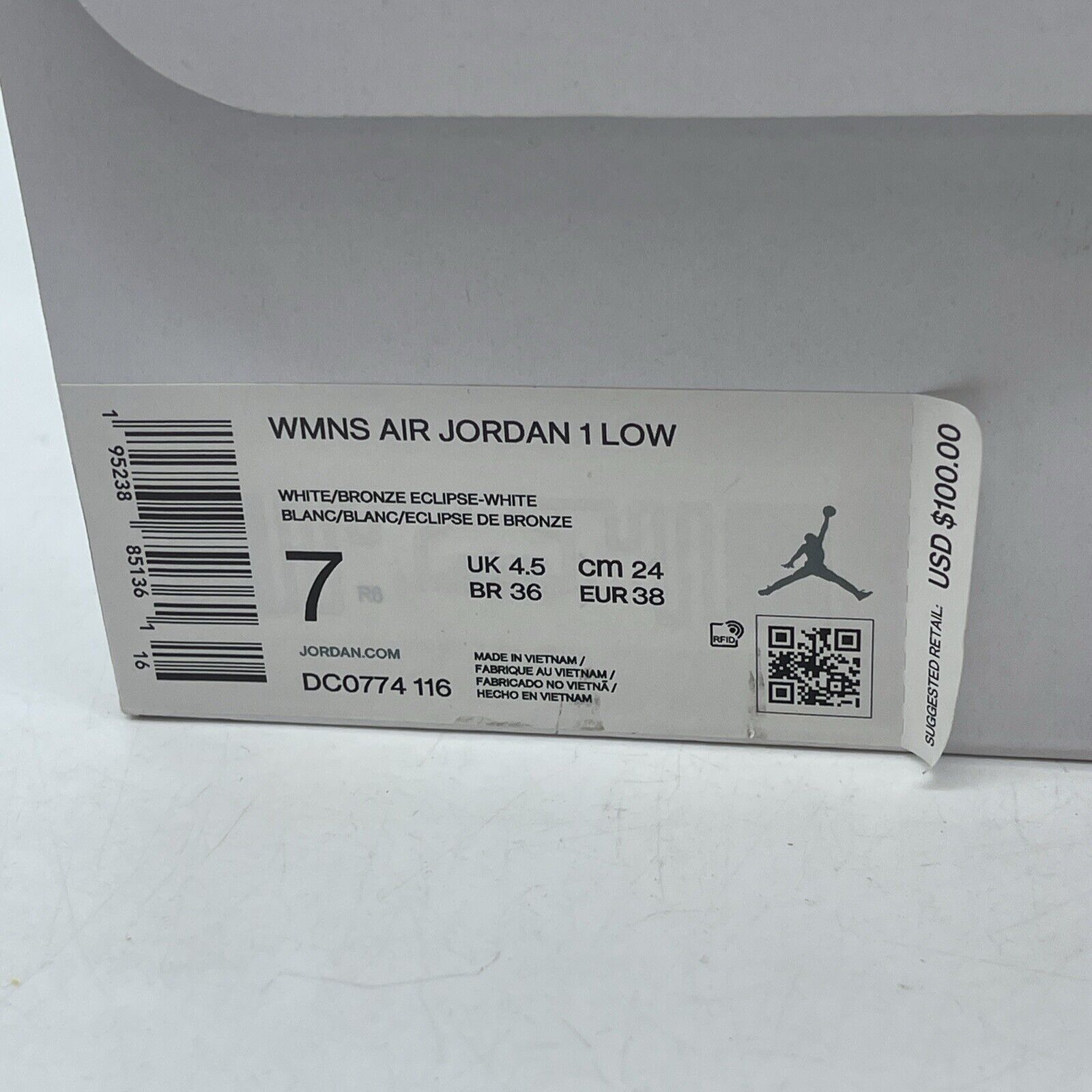 Size 7W - Wmns Air Jordan 1 Low Bronze Eclipse White Brown Leather (DC0774-116)