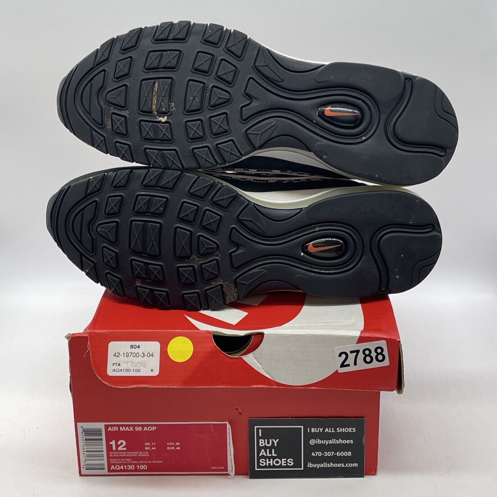 Size 12 - Nike Air Max 98 All Over Print Black White Suede Leather (AQ4130-100(