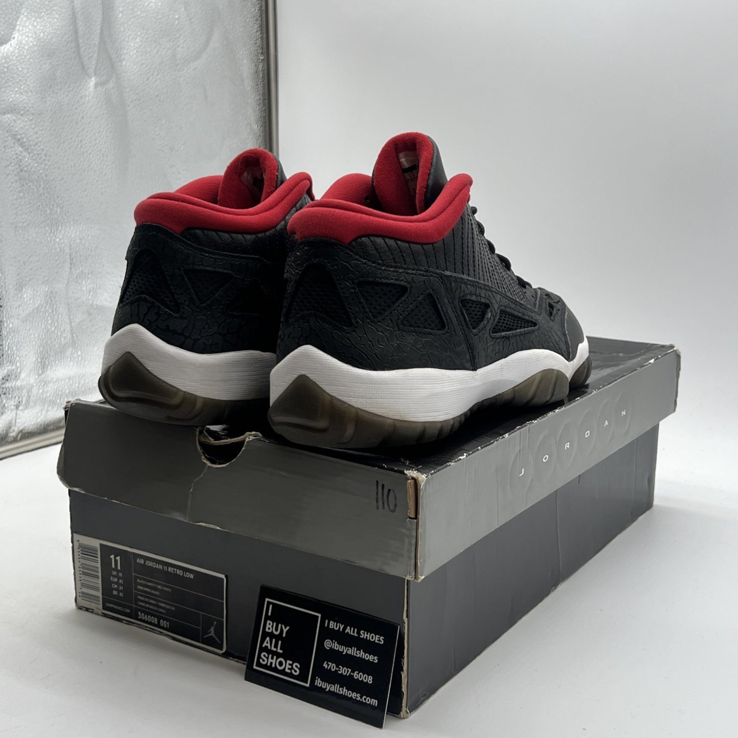 Size 11 - Air Jordan 11 Retro IE 2011 Low Black Charcoal Red (306008-001)