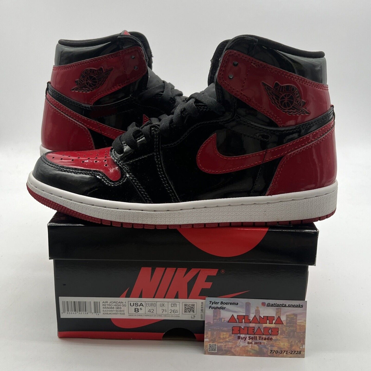 Size 8.5 - Air Jordan 1 Retro OG High Patent Bred (555088-063)